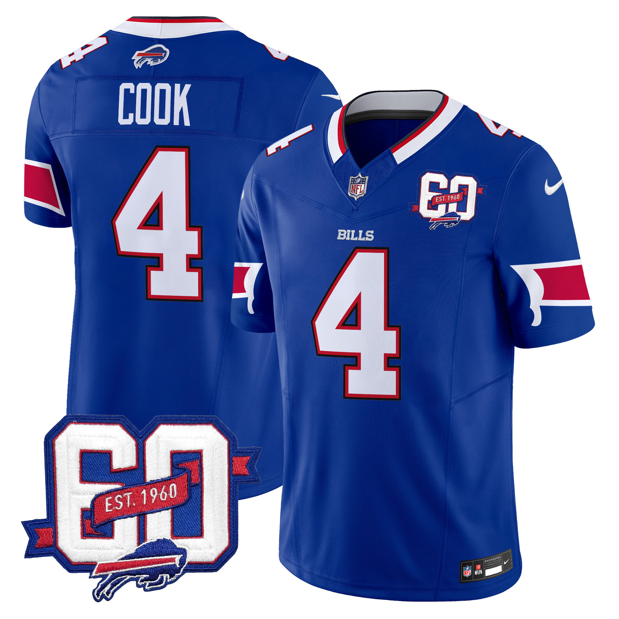 James Cook Men's Buffalo Bills 60th Anniversary Patch Vapor Limited Royal Jersey - All Stitched