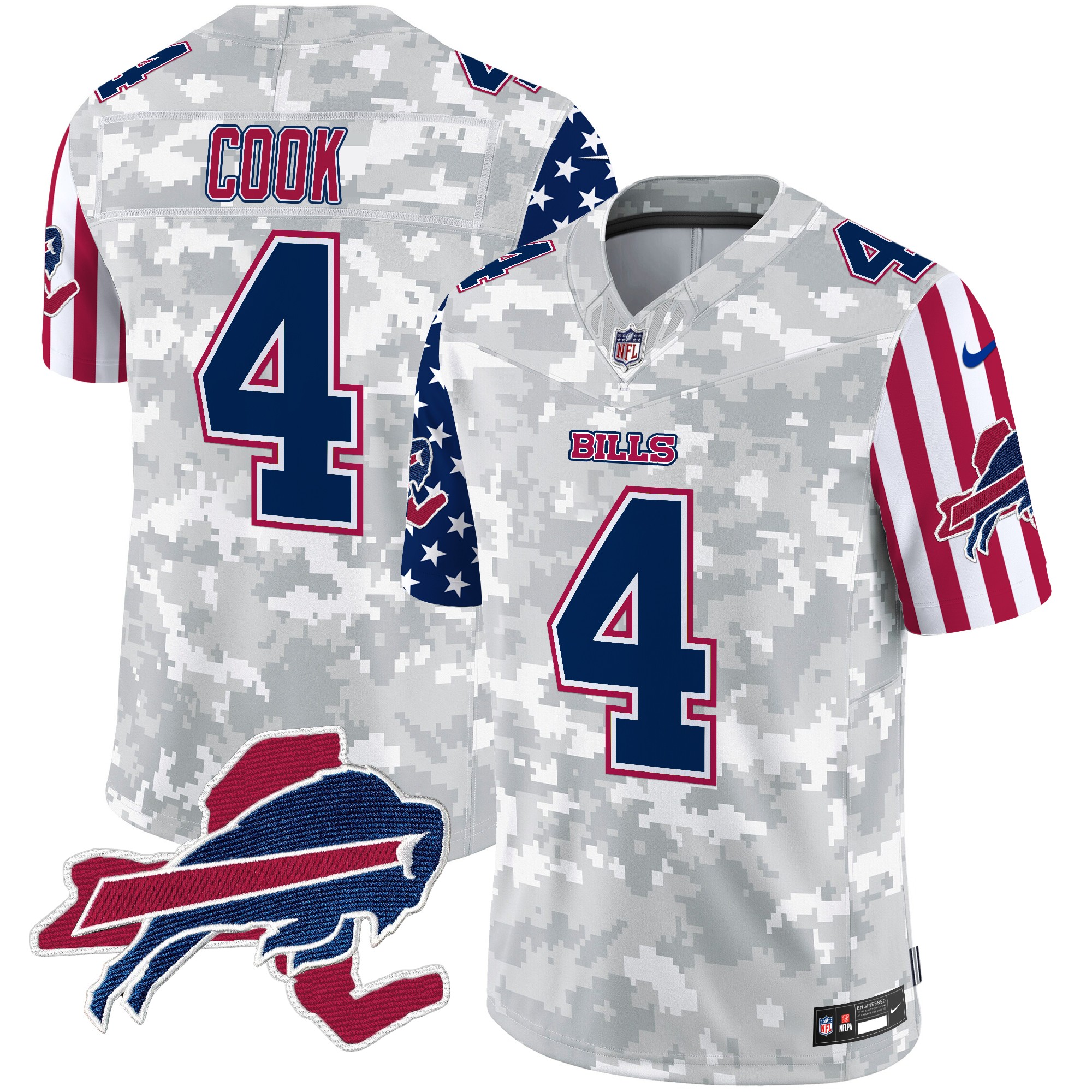James Cook Men's Buffalo Bills American Style Vapor Limited Arctic Camo Jersey - All Stitched
