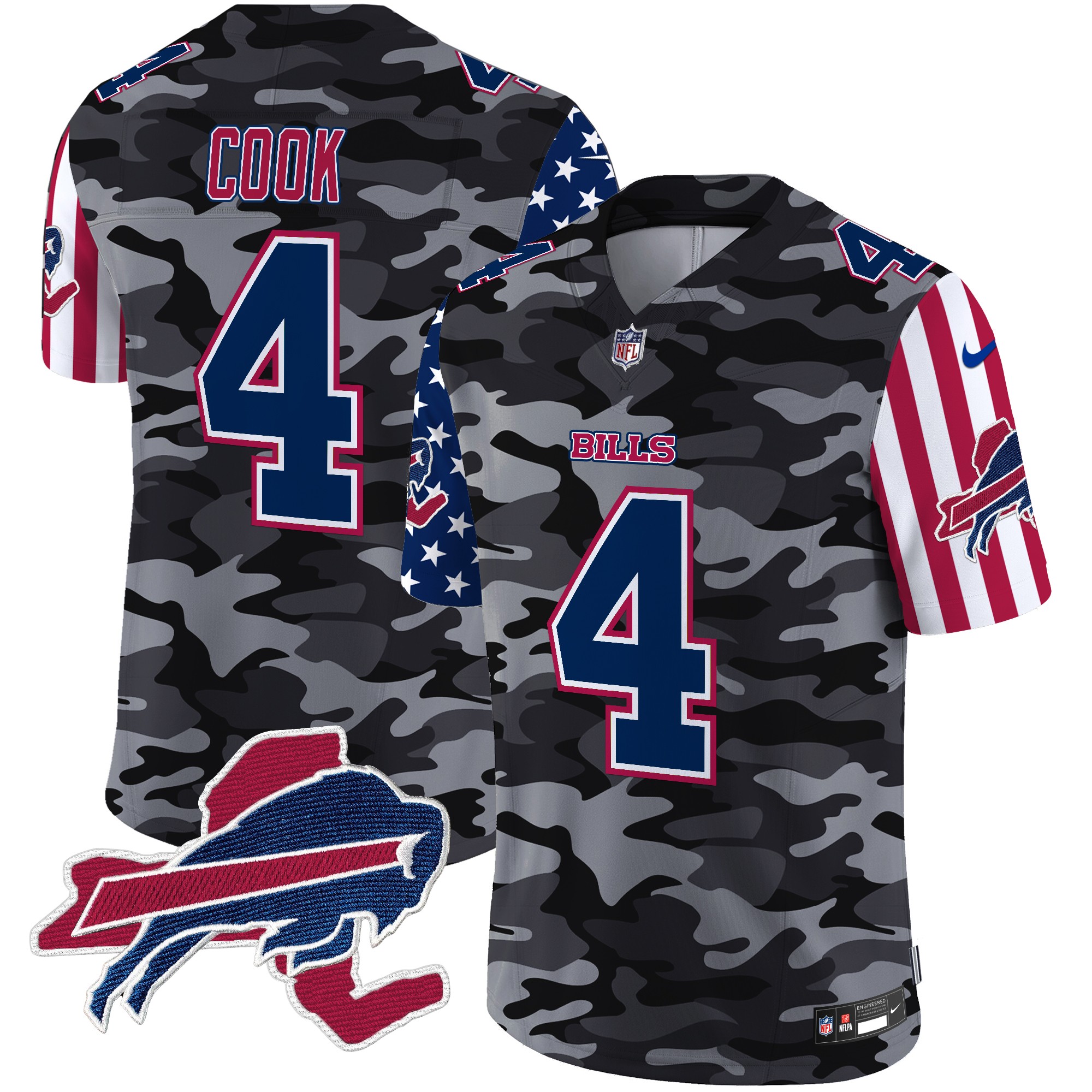 James Cook Men's Buffalo Bills American Style Vapor Limited Black Camo Jersey - All Stitched