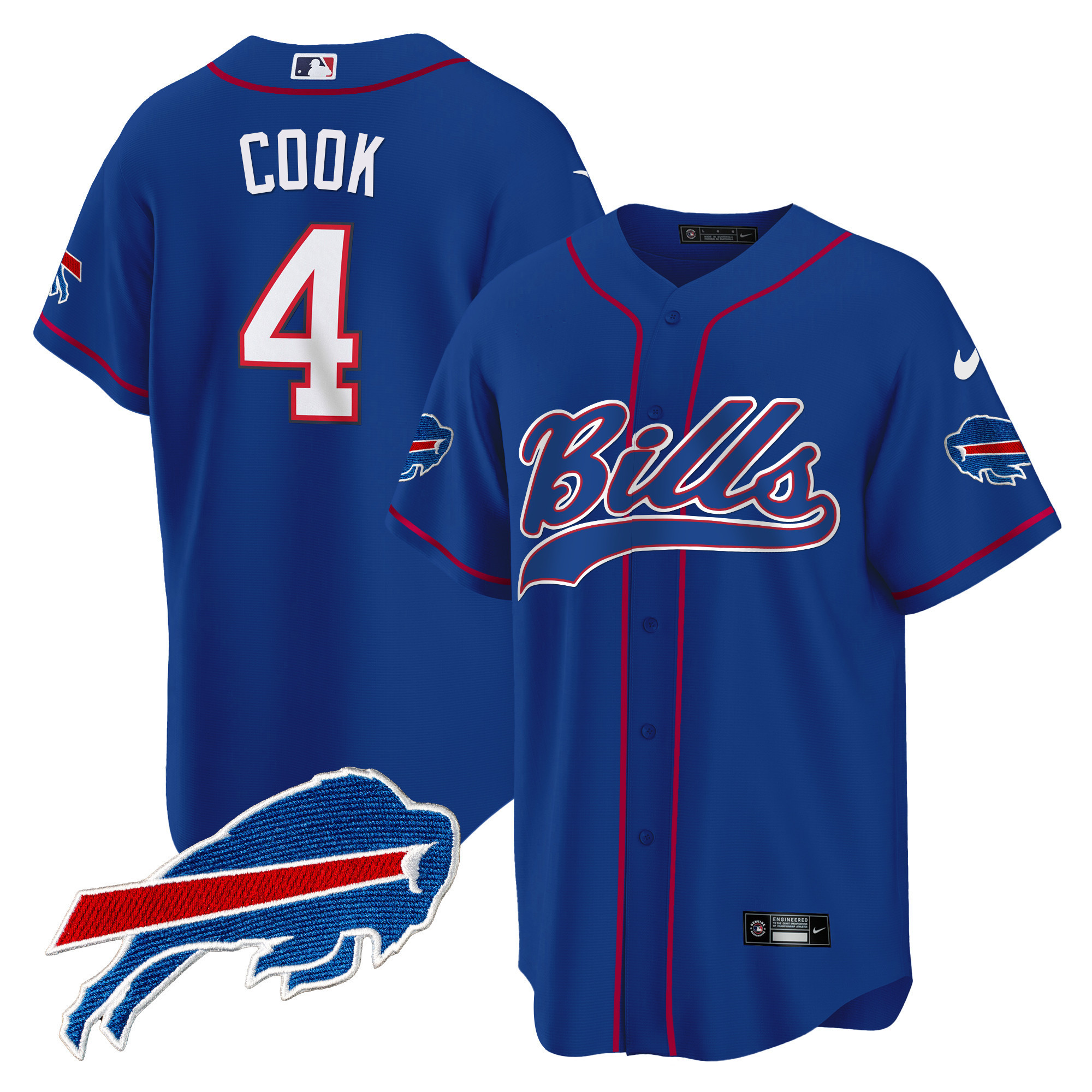 James Cook Men's Buffalo Bills Baseball Royal Jersey - All Stitched