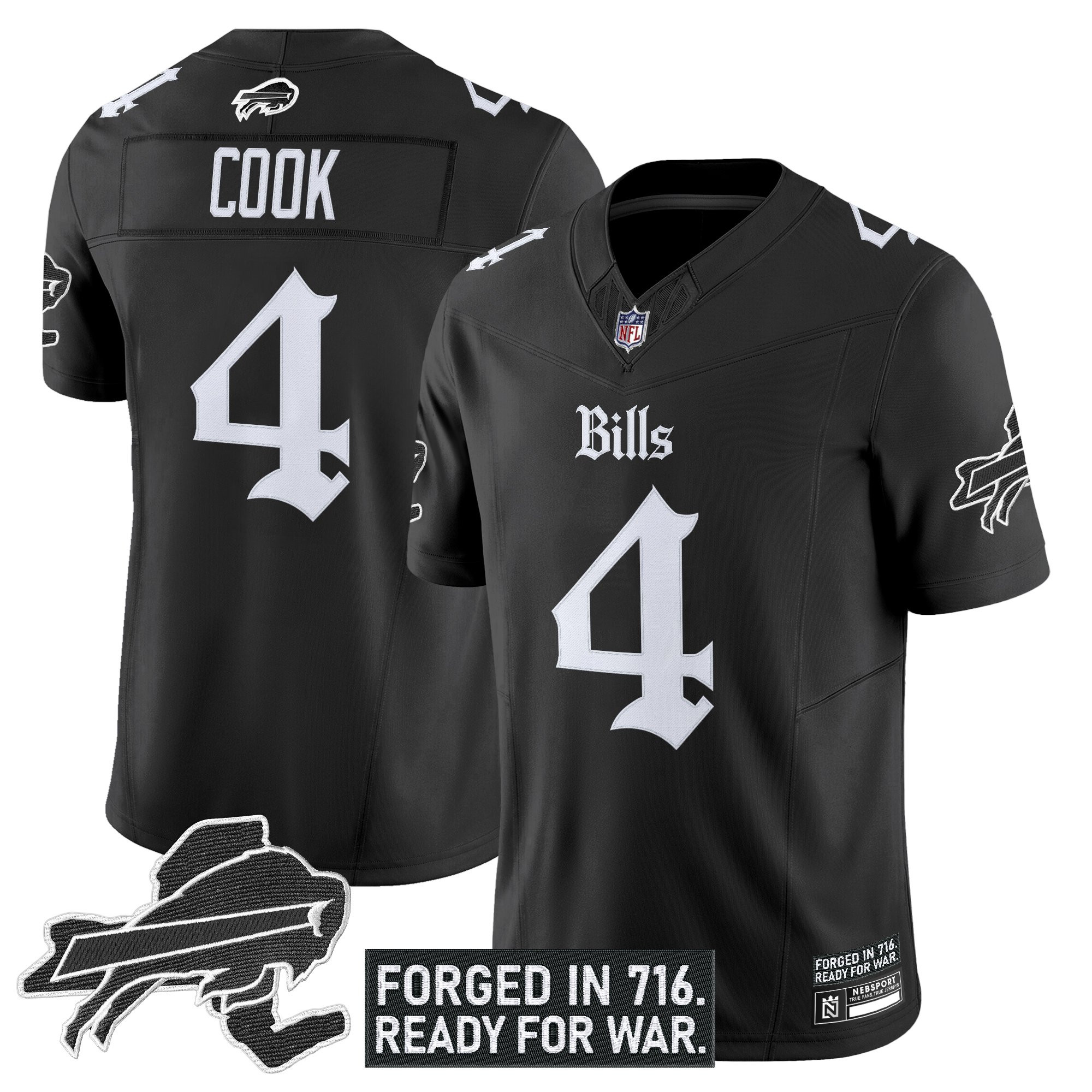 James Cook Men's Buffalo Bills 'Gothic Cold Front Edition' Vapor Limited Black Jersey - All Stitched