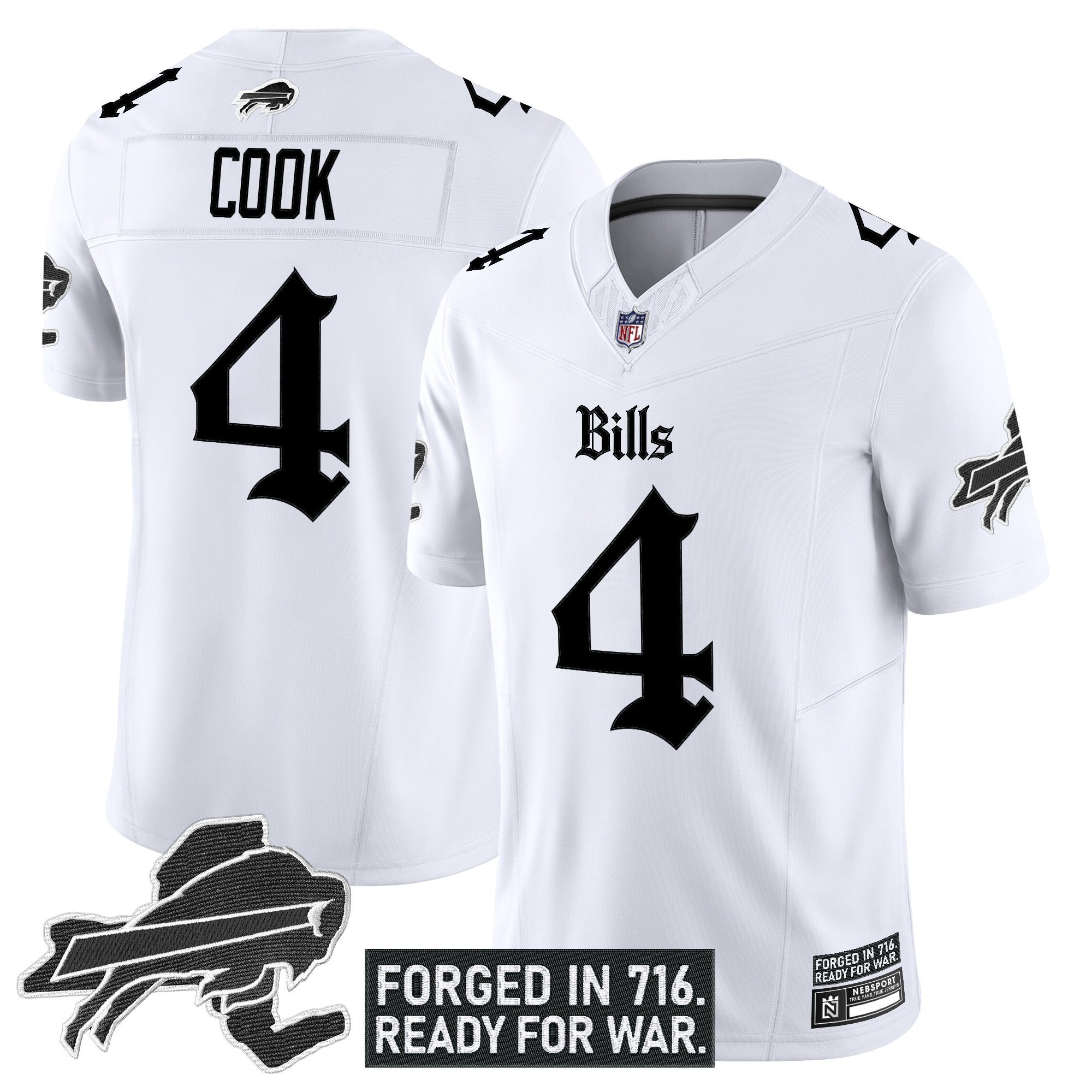 James Cook Men's Buffalo Bills 'Gothic Cold Front Edition' Vapor Limited White Jersey - All Stitched