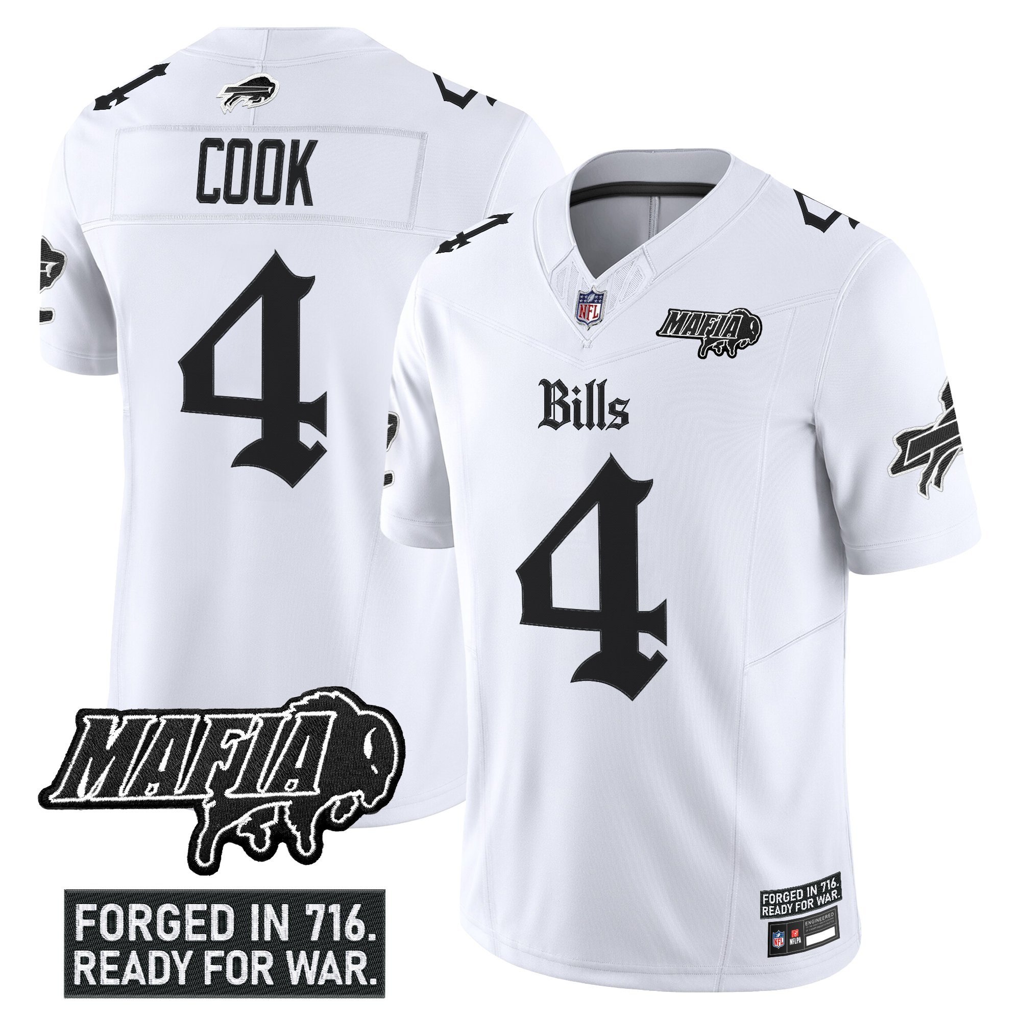 James Cook Men's Buffalo Bills 'Gothic Cold Front Edition' Vapor Limited White Jersey - All Stitched