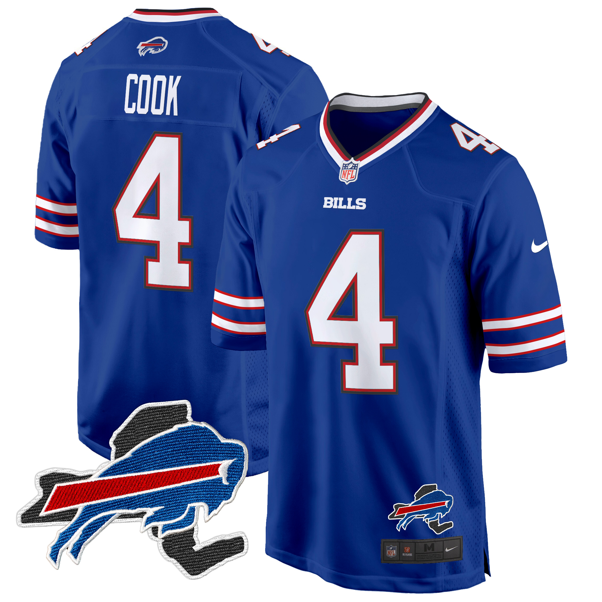 James Cook Men's Buffalo Bills New York Patch Game Royal Jersey - All Stitched