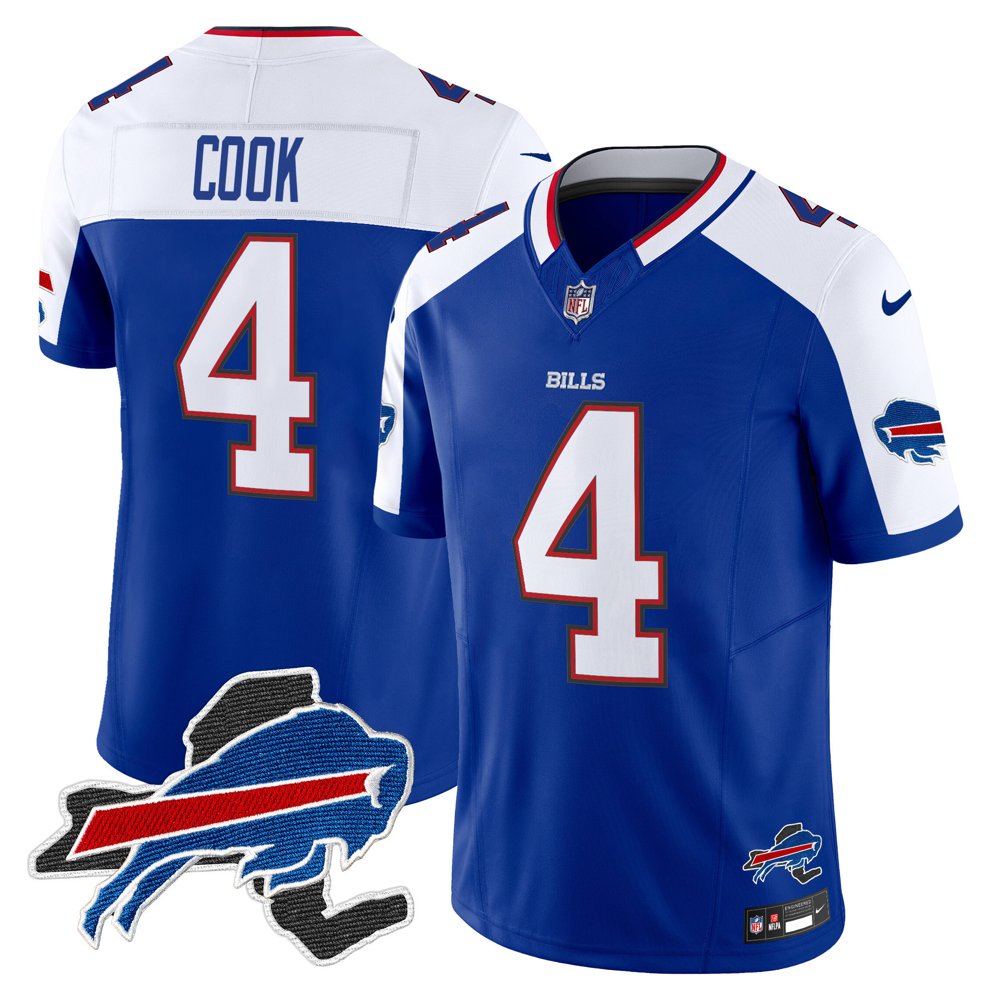 James Cook Men's Buffalo Bills New York Patch Vapor Limited Royal Alternate Jersey - All Stitched