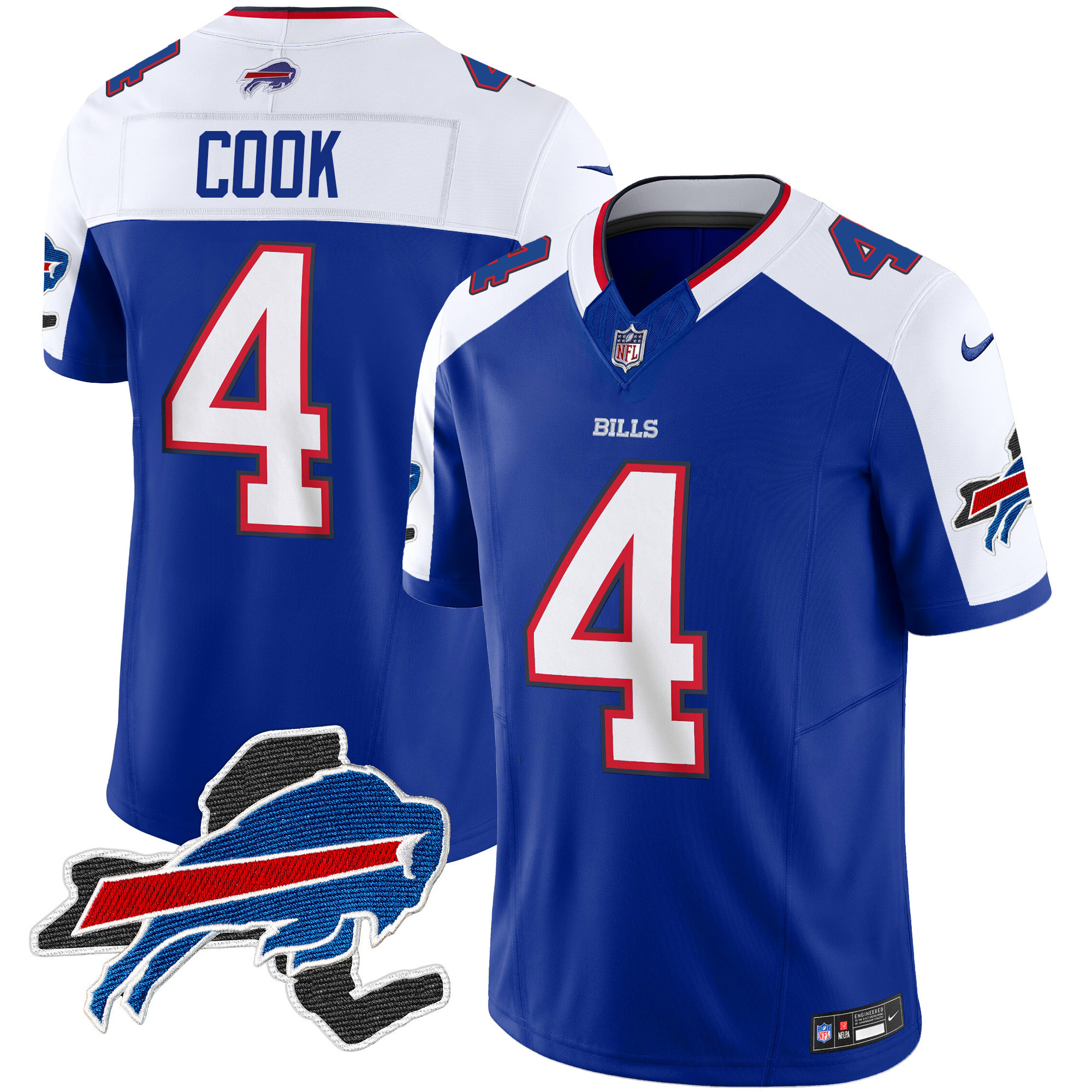 James Cook Men's Buffalo Bills New York Patch Vapor Limited Royal Alternate Jersey - All Stitched