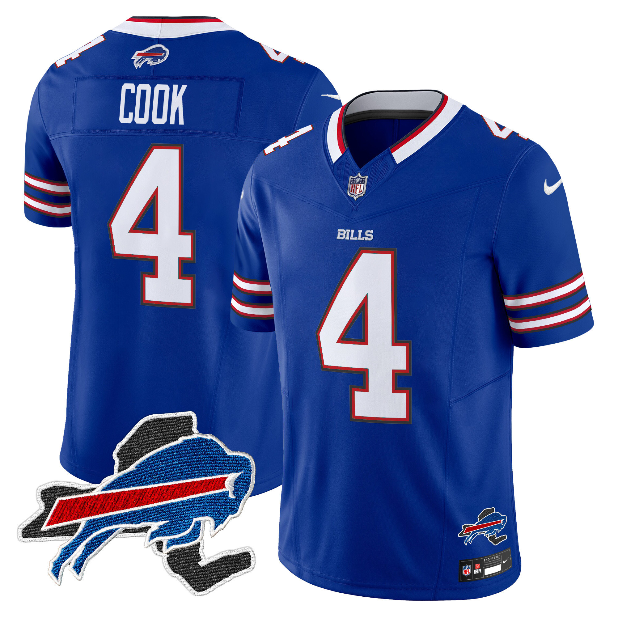 James Cook Men's Buffalo Bills New York Patch Vapor Limited Royal Jersey - All Stitched