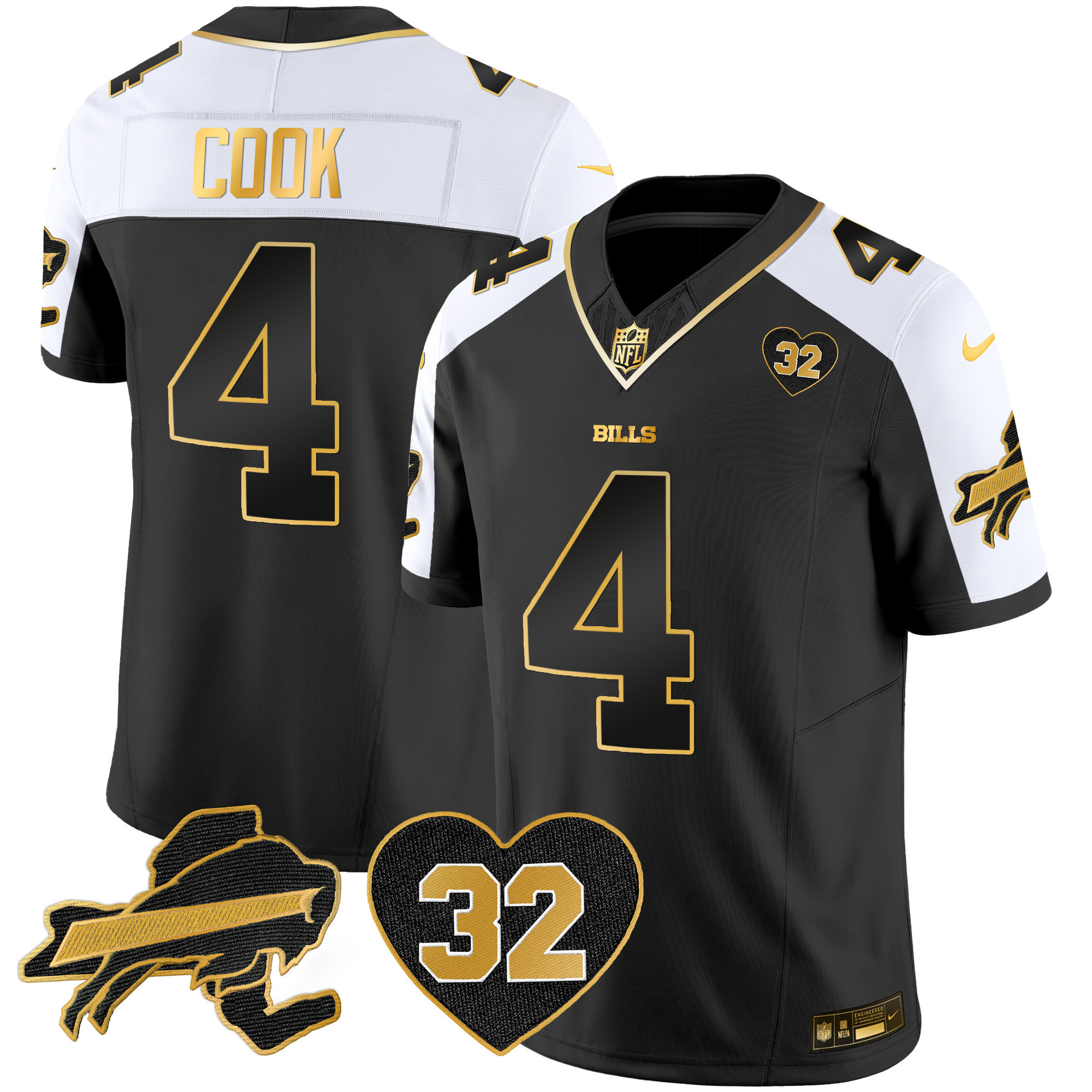 James Cook Men's Buffalo Bills O.J. Simpson Patch Gold Vapor Limited Alternate Jersey - All Stitched