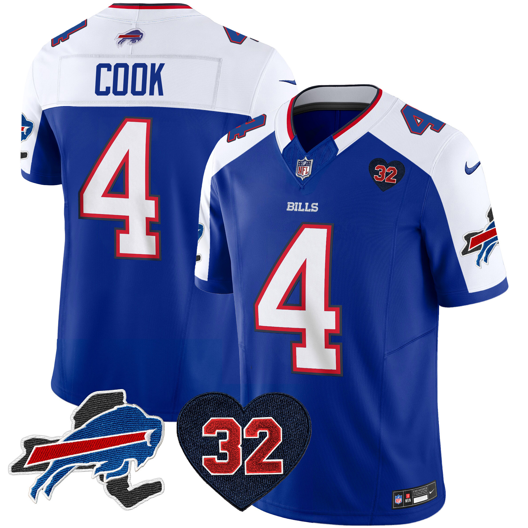 James Cook Men's Buffalo Bills O.J. Simpson Patch Vapor Limited Royal Alternate Jersey - All Stitched
