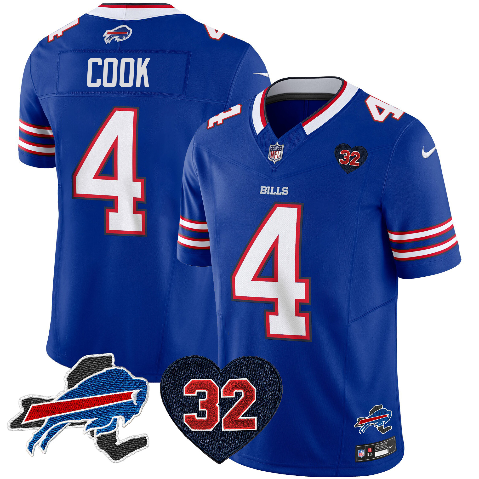 James Cook Men's Buffalo Bills O.J. Simpson Patch Vapor Limited Royal Jersey - All Stitched