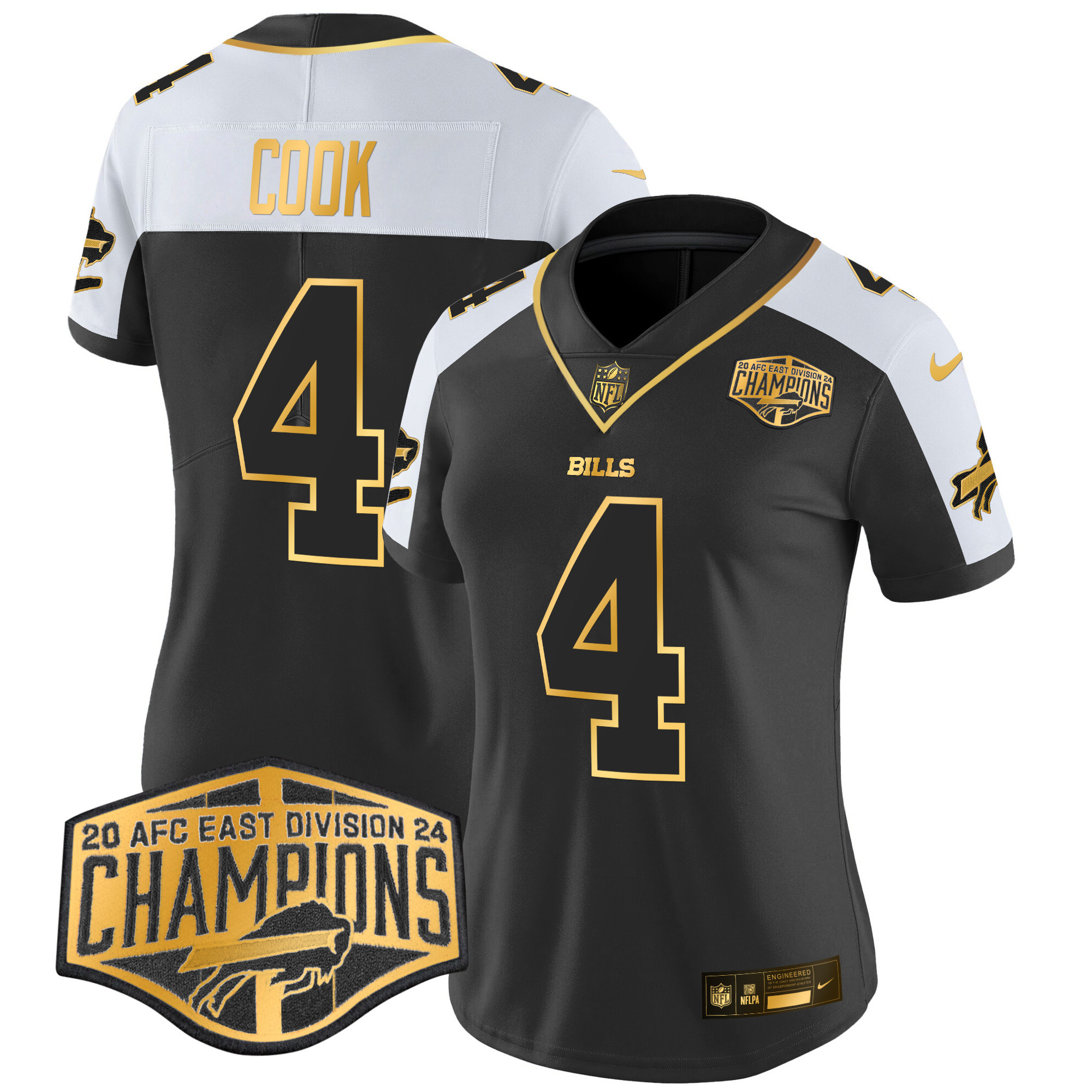James Cook Women's Buffalo Bills 2024 AFC East Division Champions Gold Vapor Limited Alternate Jersey - All Stitched