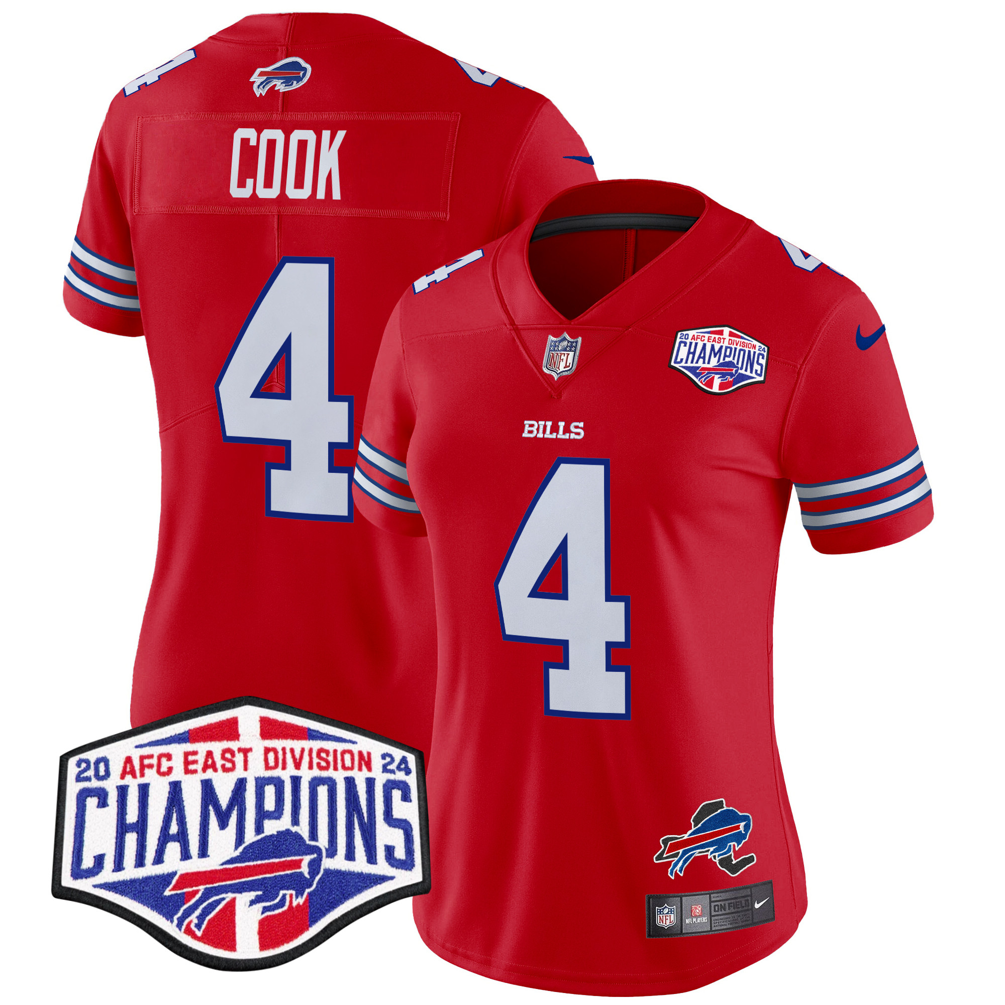 James Cook Women's Buffalo Bills 2024 AFC East Division Champions Vapor Limited Red Jersey - All Stitched