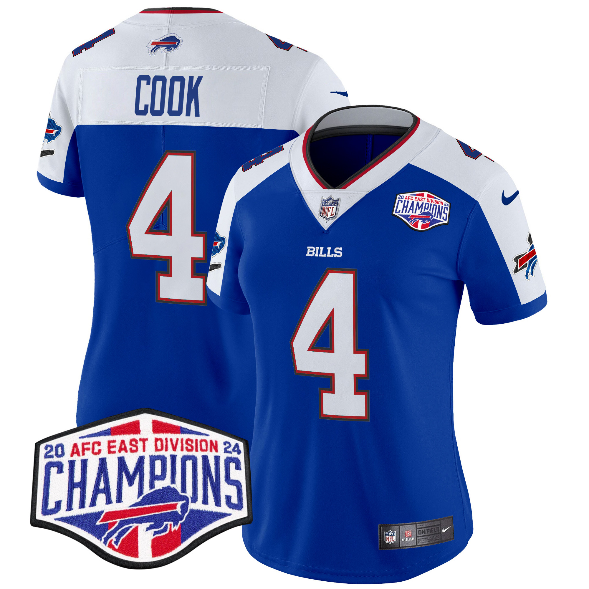 James Cook Women's Buffalo Bills 2024 AFC East Division Champions Vapor Limited Royal Alternate Jersey - All Stitched