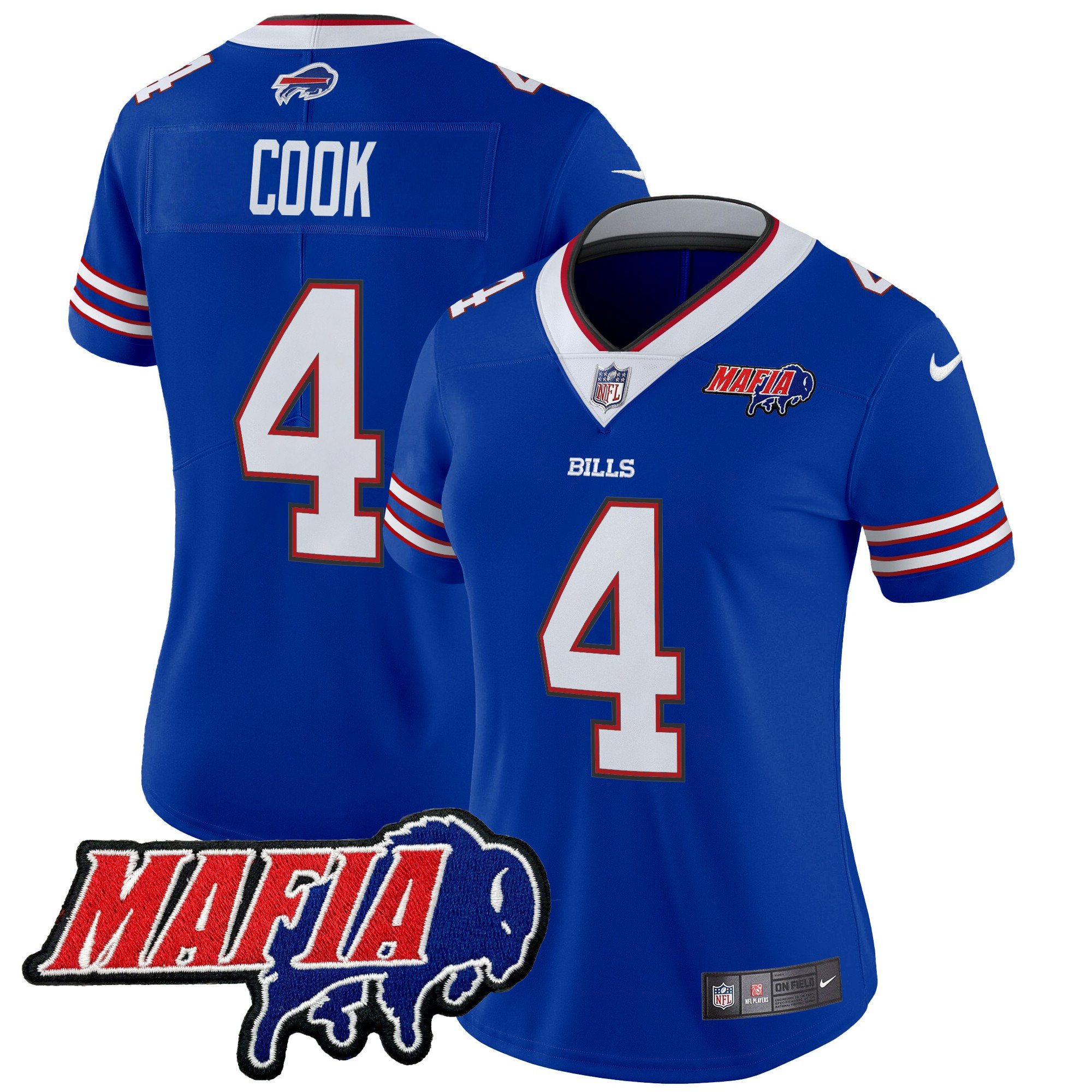 James Cook Women's Buffalo Bills 2024 Buffalo Bills Mafia Patch Vapor Limited Royal Jersey - All Stitched