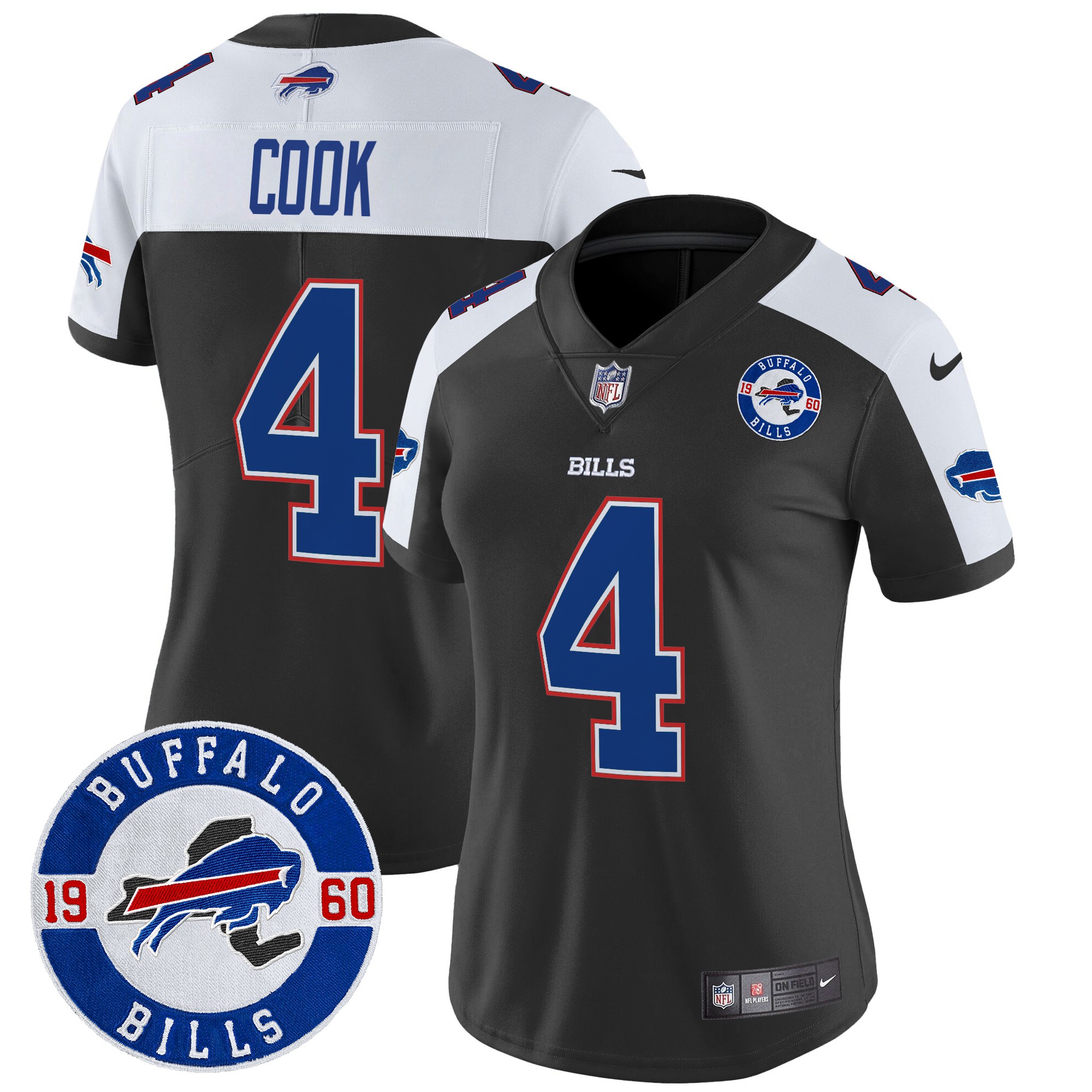 James Cook Women's Buffalo Bills 2024 Vapor Limited Black Alternate Jersey - All Stitched