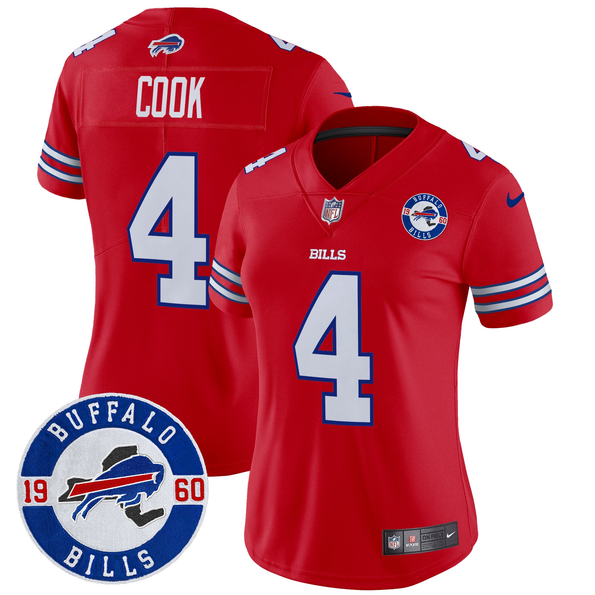 James Cook Women's Buffalo Bills 2024 Vapor Limited Red Jersey - All Stitched