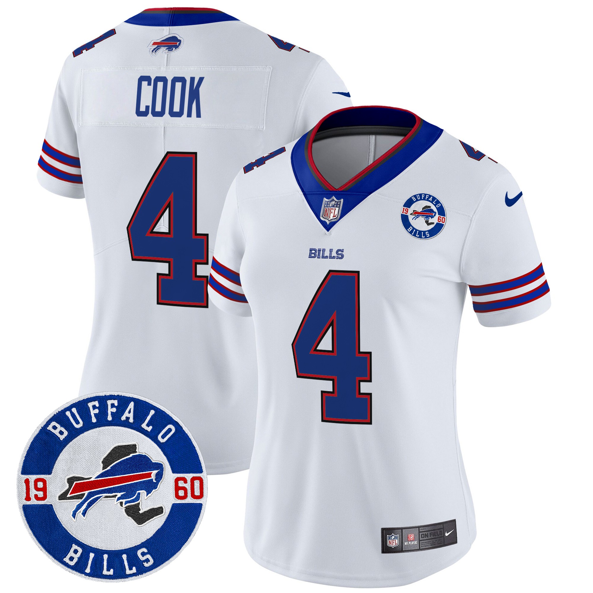 James Cook Women's Buffalo Bills 2024 Vapor Limited White Jersey - All Stitched