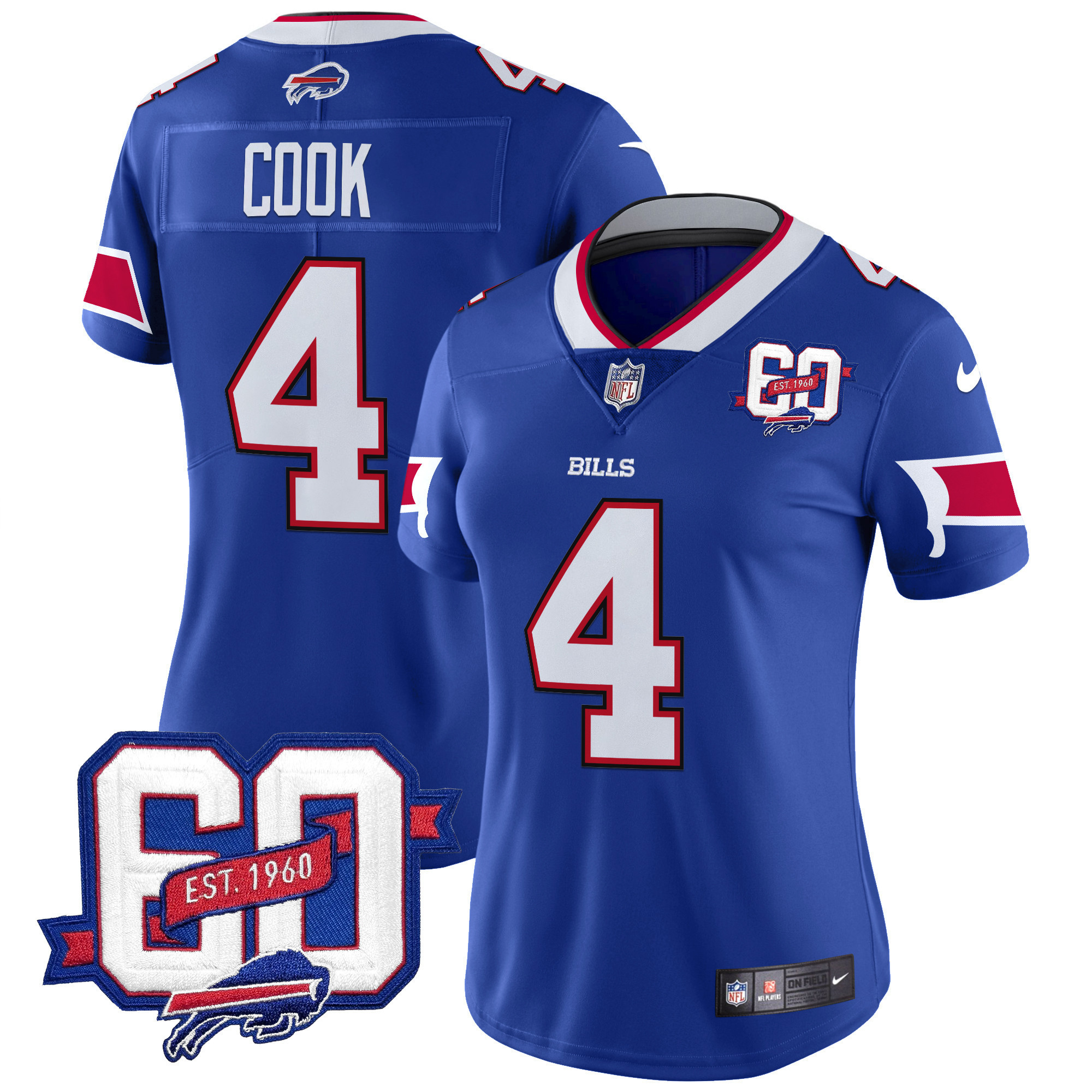 James Cook Women's Buffalo Bills 60th Anniversary Patch Vapor Limited Royal Jersey - All Stitched