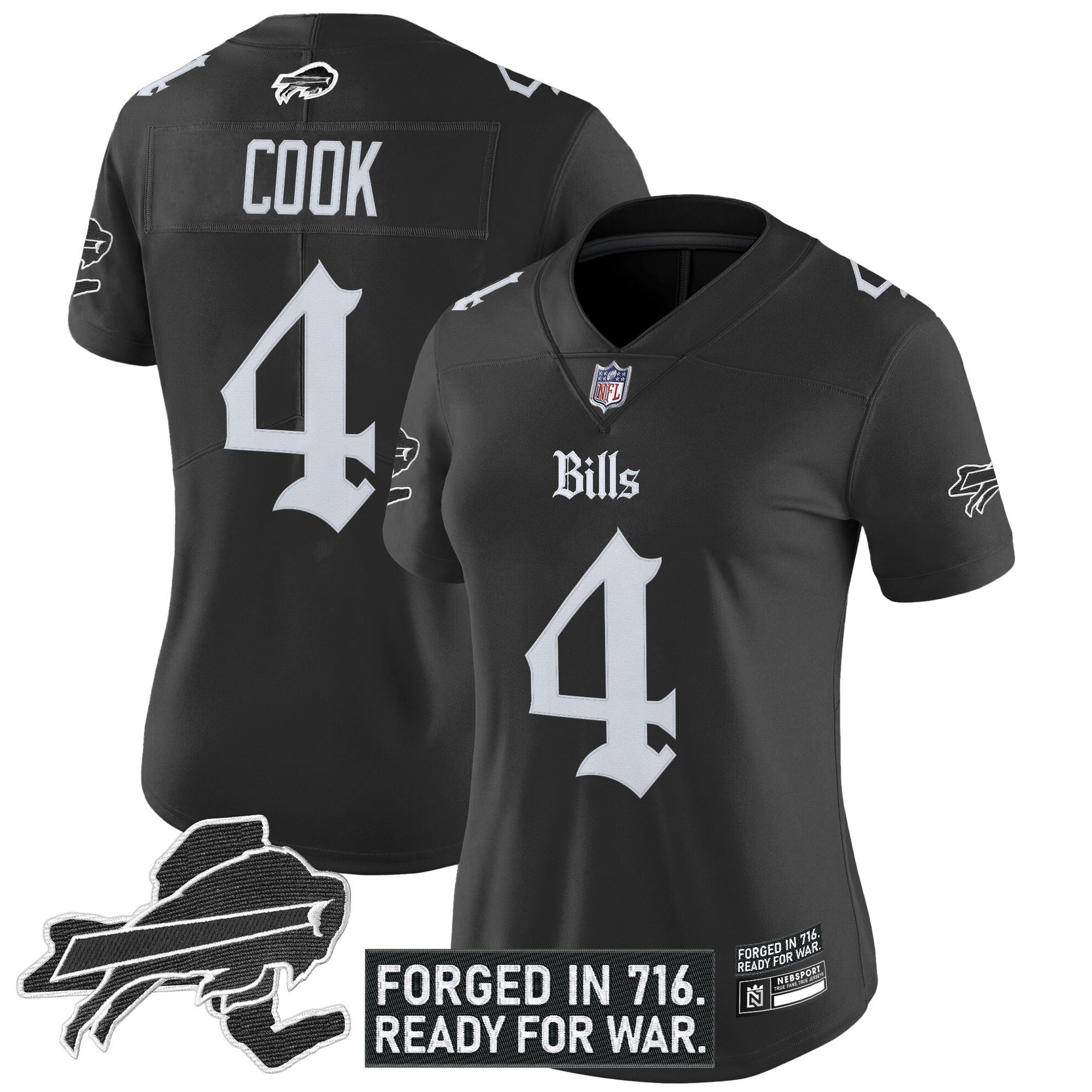 James Cook Women's Buffalo Bills 'Gothic Cold Front Edition' Vapor Limited Black Jersey - All Stitched