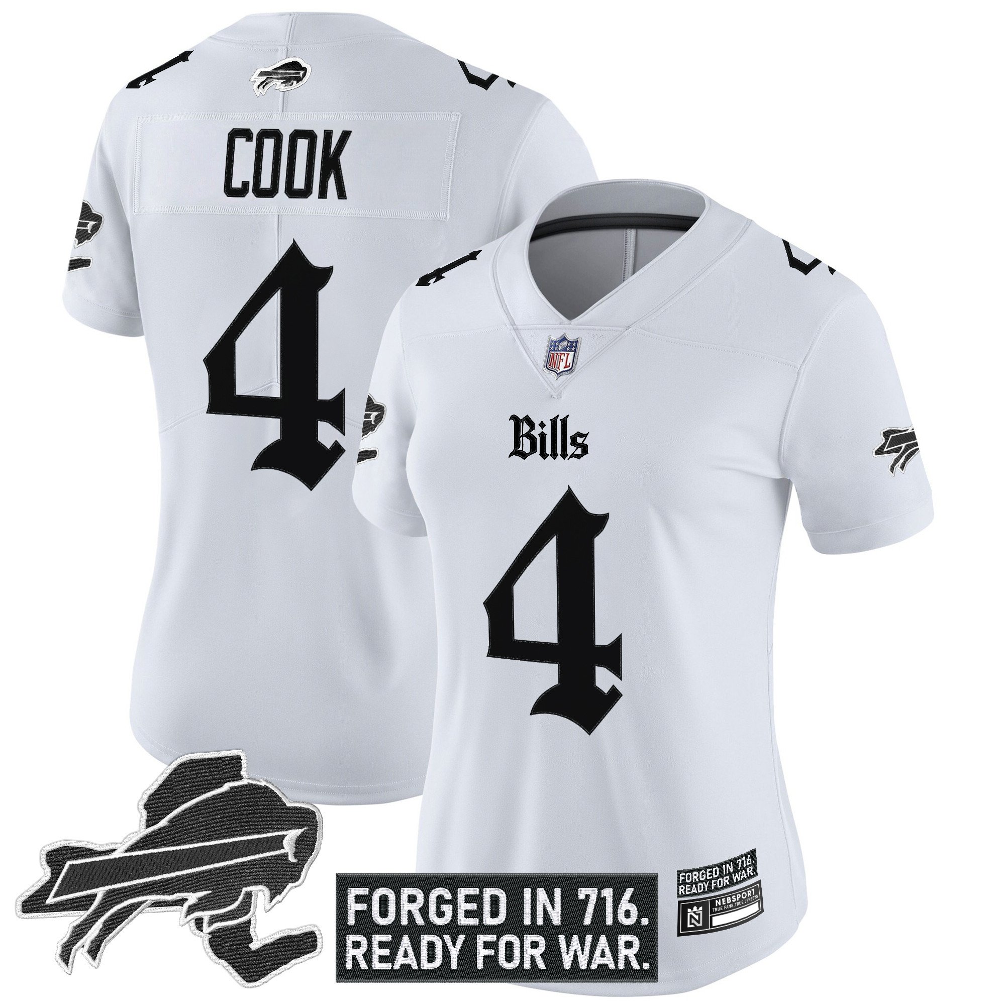 James Cook Women's Buffalo Bills 'Gothic Cold Front Edition' Vapor Limited White Jersey - All Stitched