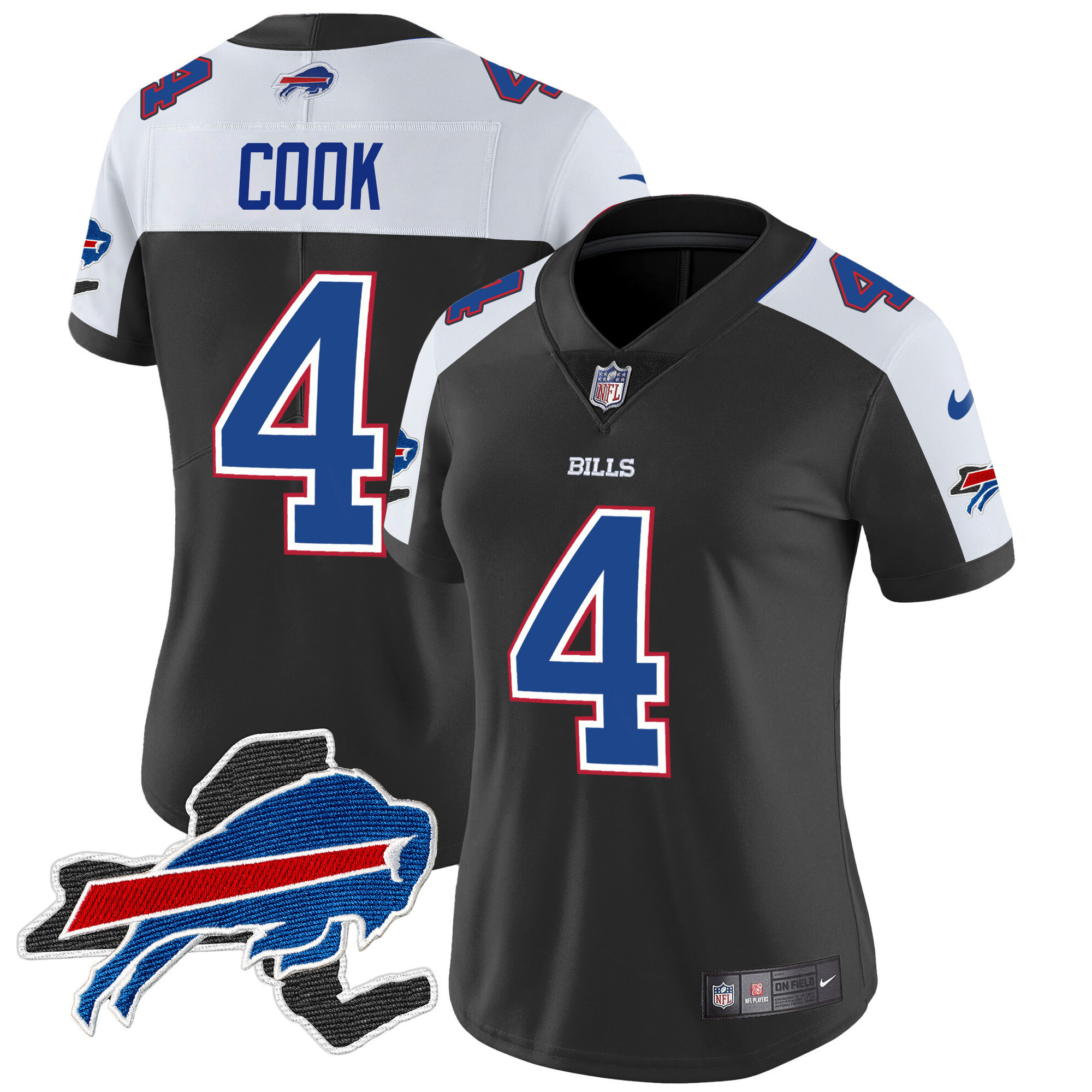 James Cook Women's Buffalo Bills New York Patch Vapor Limited Black Alternate Jersey - All Stitched