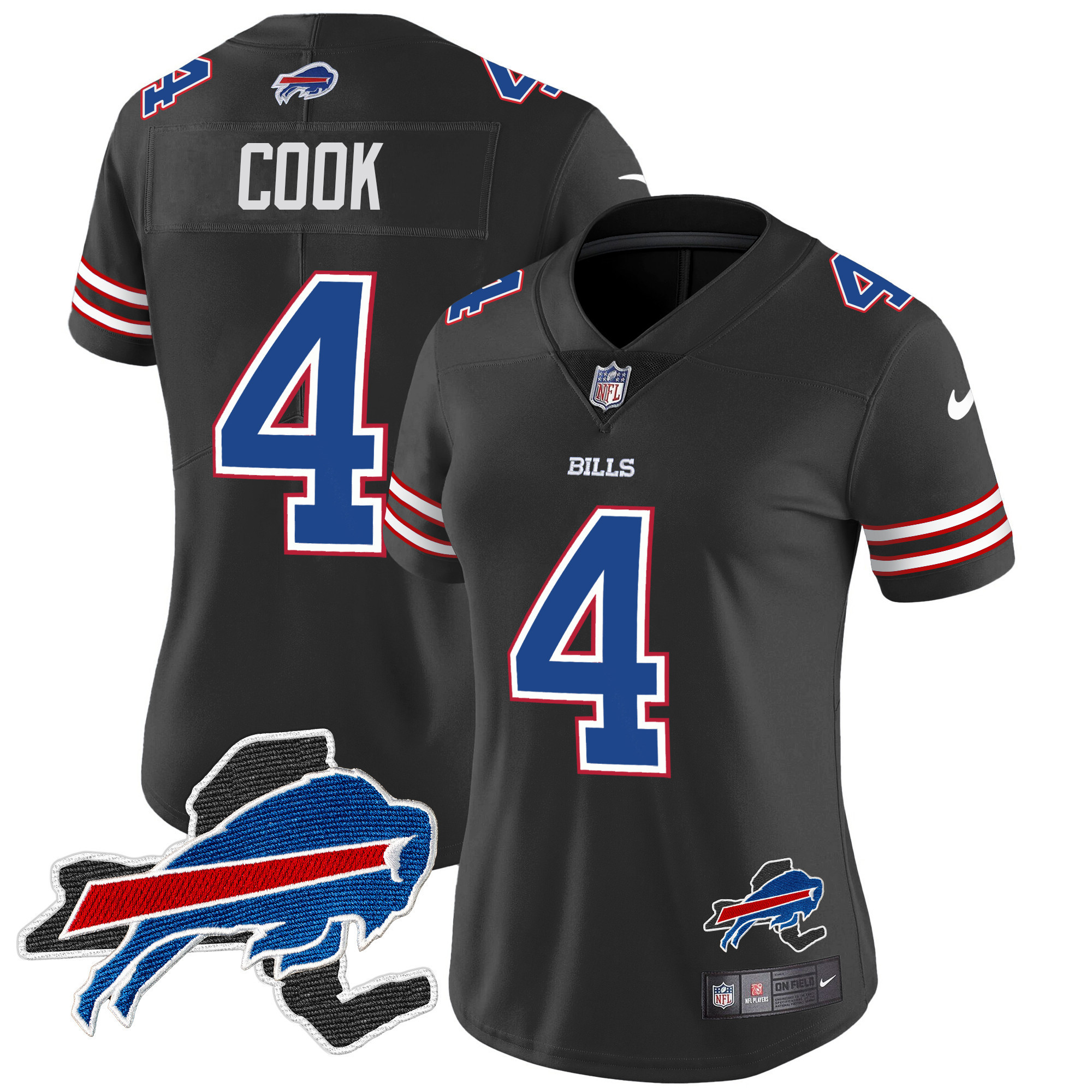James Cook Women's Buffalo Bills New York Patch Vapor Limited Black Jersey - All Stitched