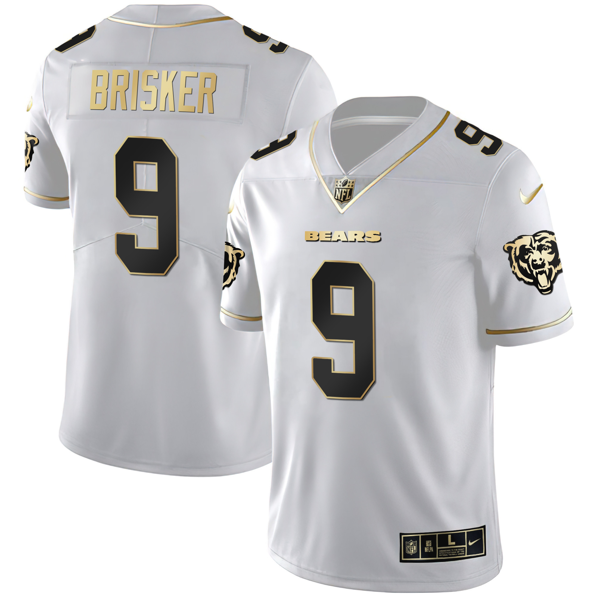 Jaquan Brisker Men's Chicago Bears White Gold & Black Gold White Gold Jersey - All Stitched