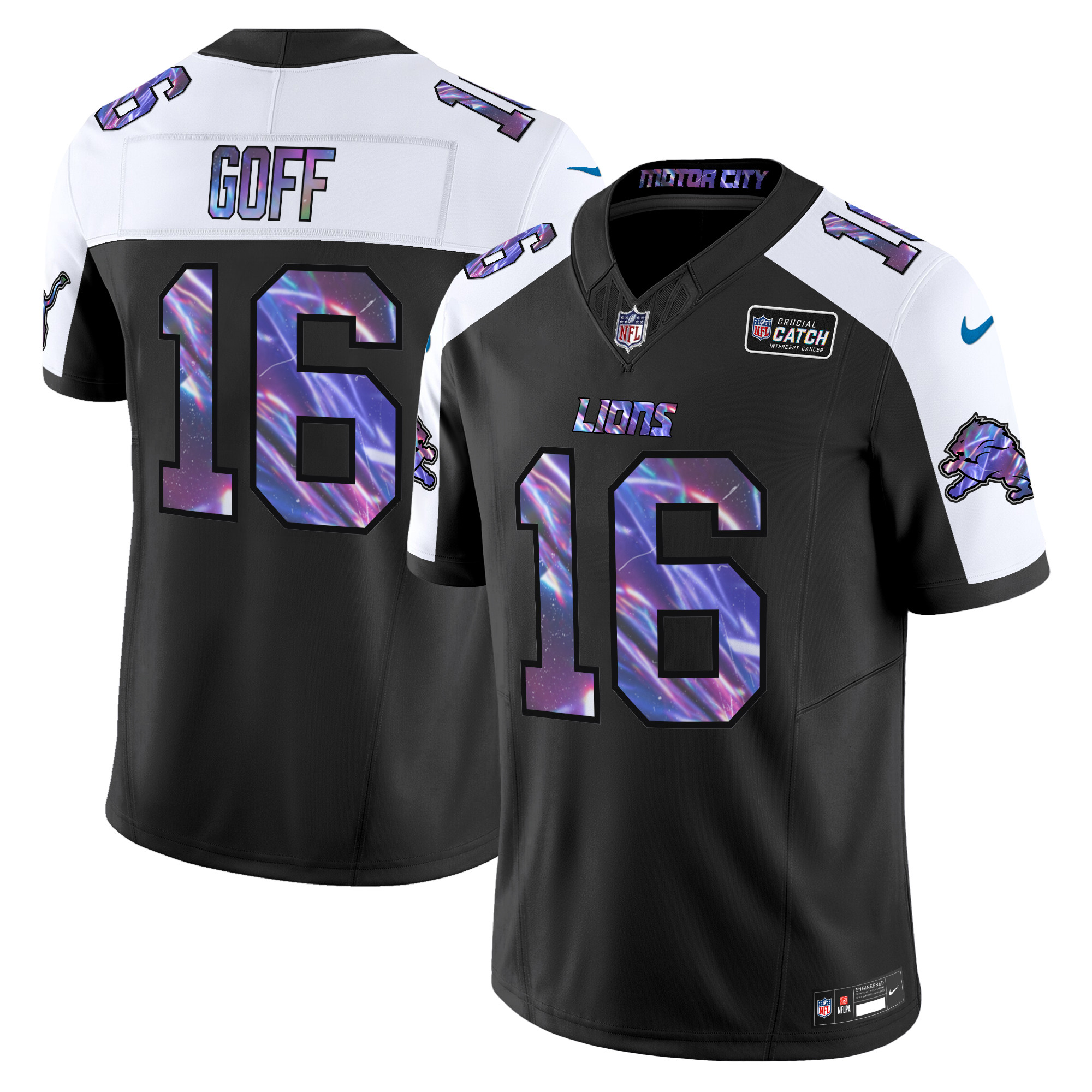 Jared Goff Men's Detroit Lions 2024 Crucial Catch Vapor Limited Black Alternate Jersey - All Stitched