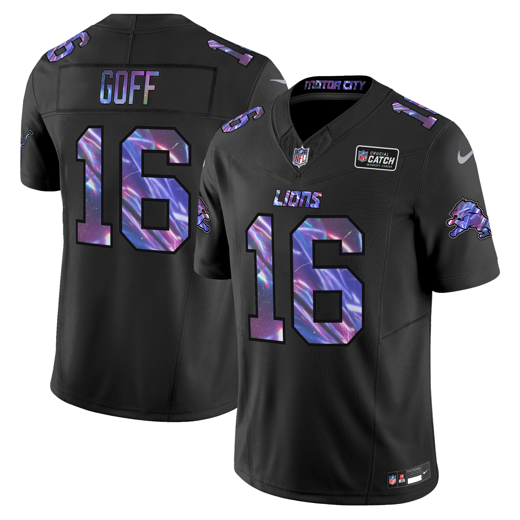 Jared Goff Men's Detroit Lions 2024 Crucial Catch Vapor Limited Black Jersey - All Stitched