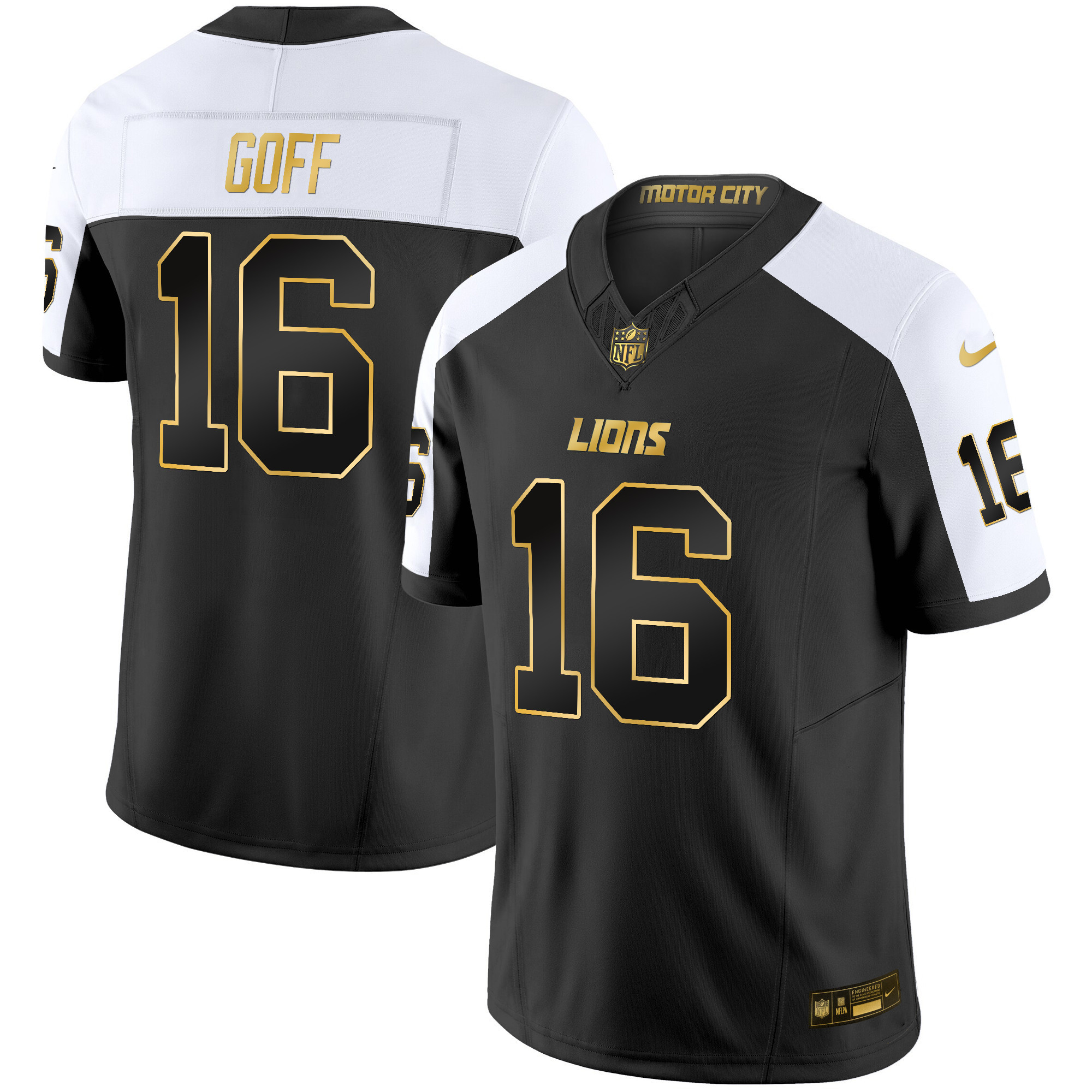 Jared Goff Men's Detroit Lions 2024 Gold Vapor Limited Alternate Jersey - All Stitched