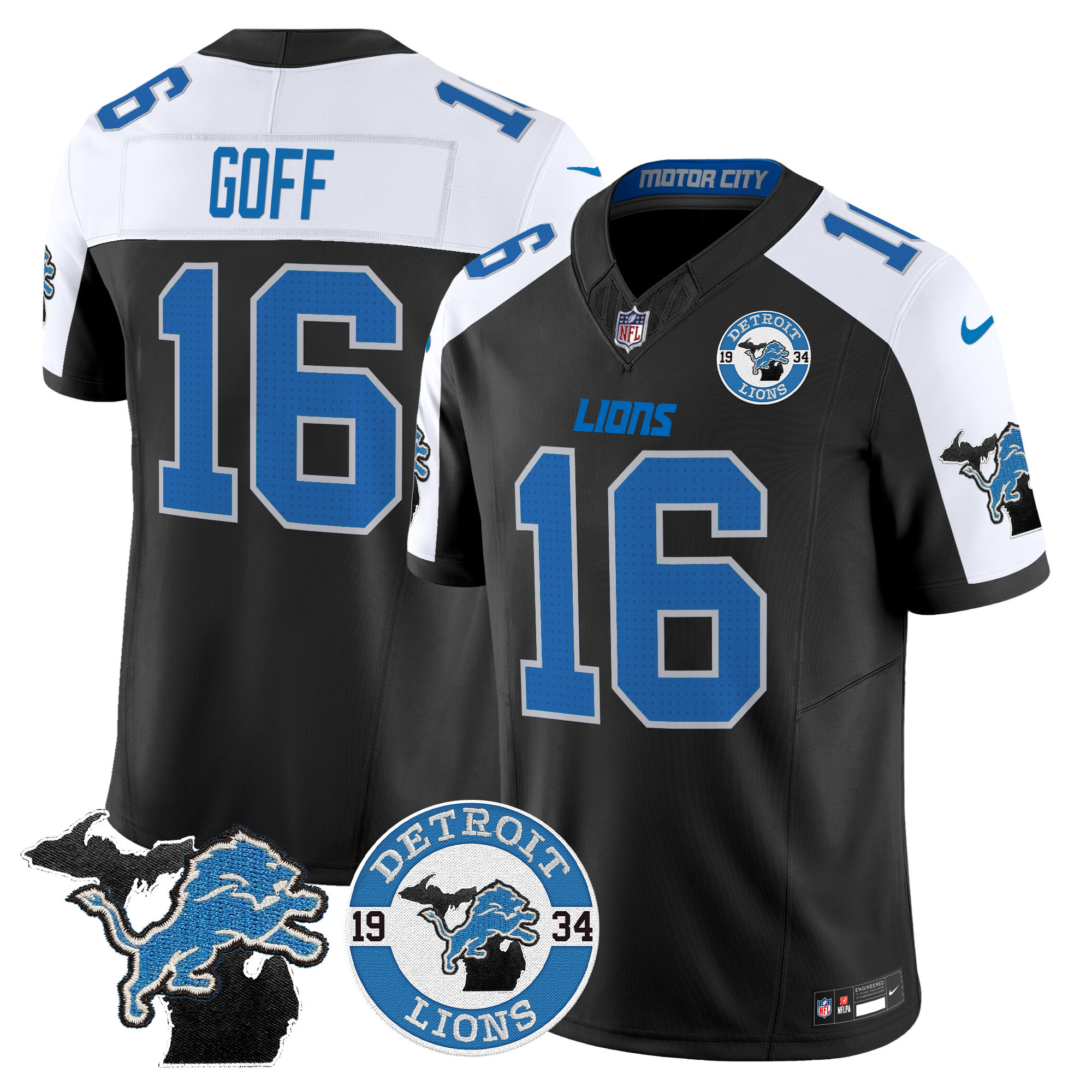 Jared Goff Men's Detroit Lions 2024 Vapor Limited Alternate Jersey - All Stitched