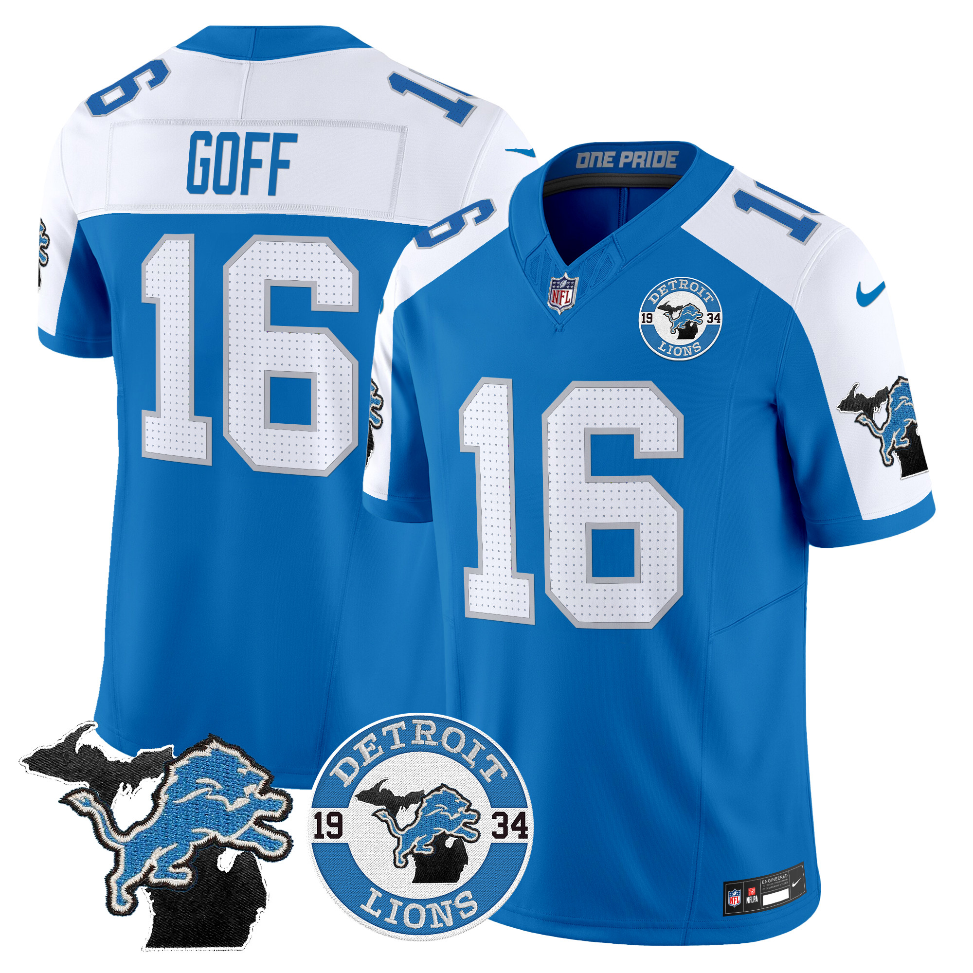 Jared Goff Men's Detroit Lions 2024 Vapor Limited Blue Alternate Jersey - All Stitched