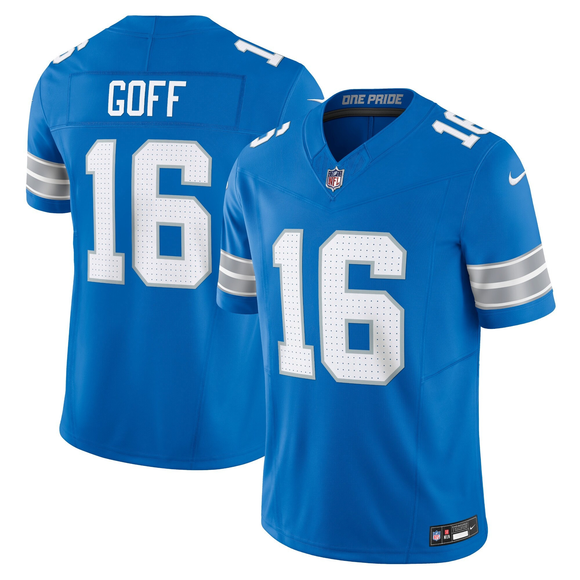 Jared Goff Men's Detroit Lions 2024 Vapor Limited Blue Jersey - All Stitched
