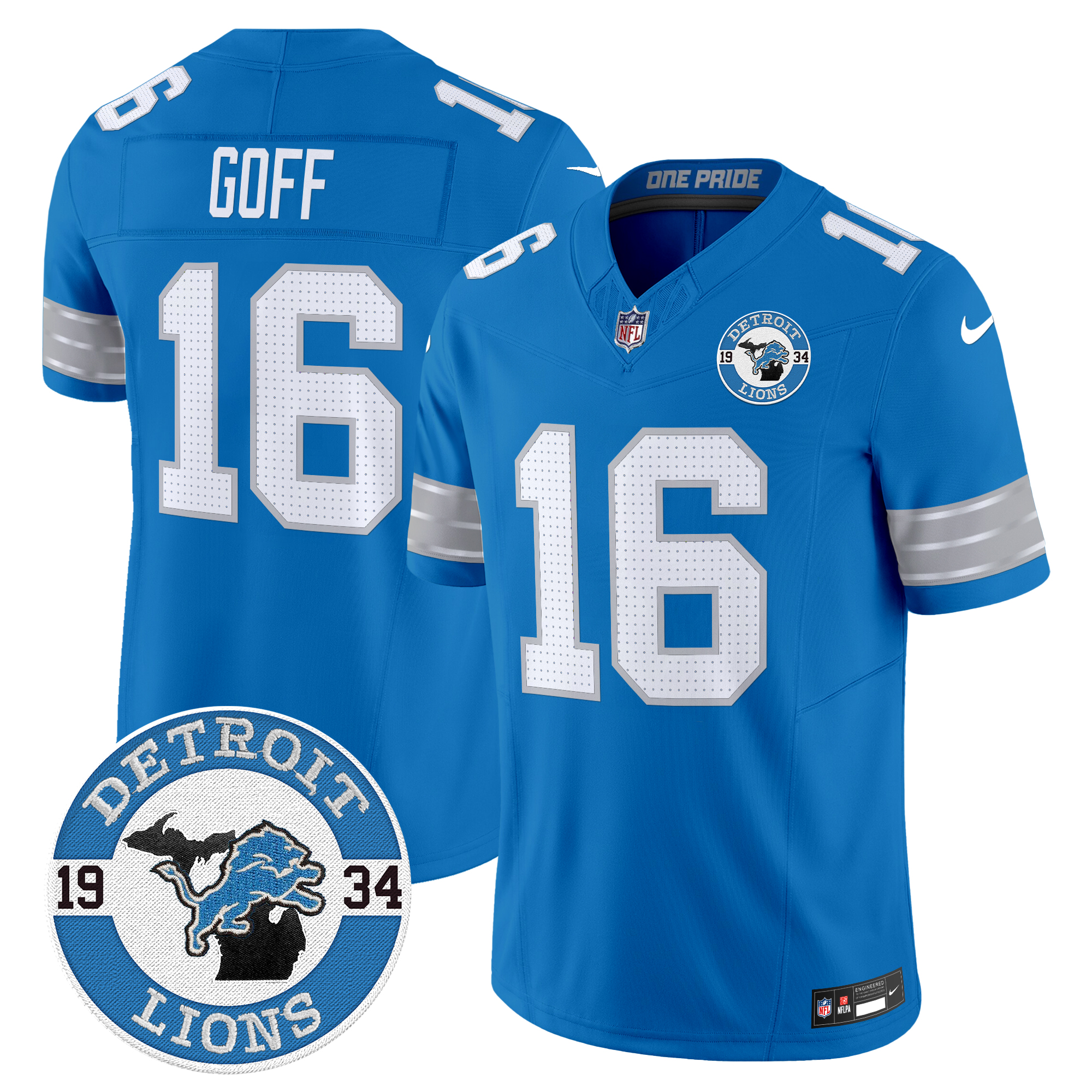 Jared Goff Men's Detroit Lions 2024 Vapor Limited Blue Jersey - All Stitched