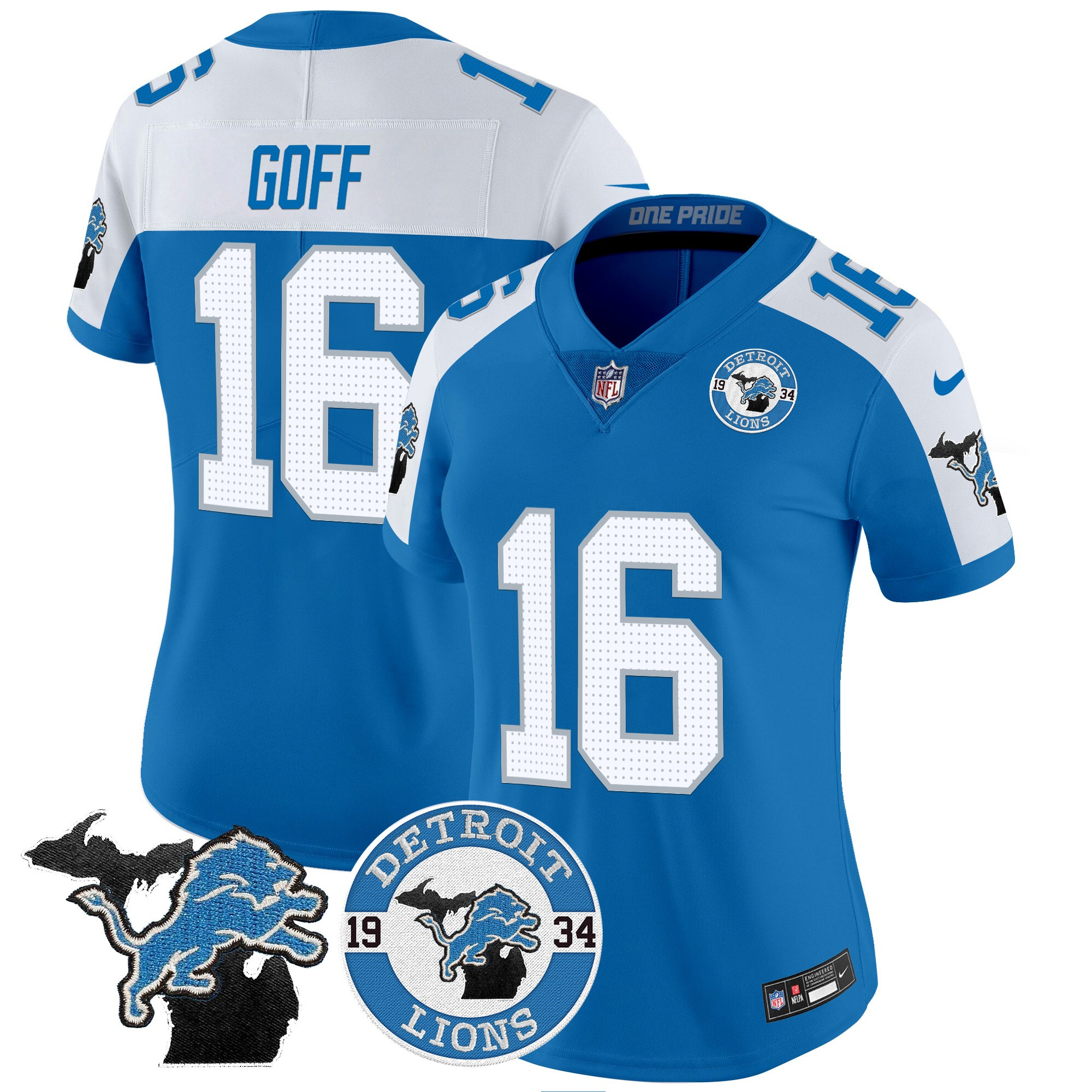 Jared Goff Women's Detroit Lions 2024 Vapor Limited Blue Alternate Jersey - All Stitched