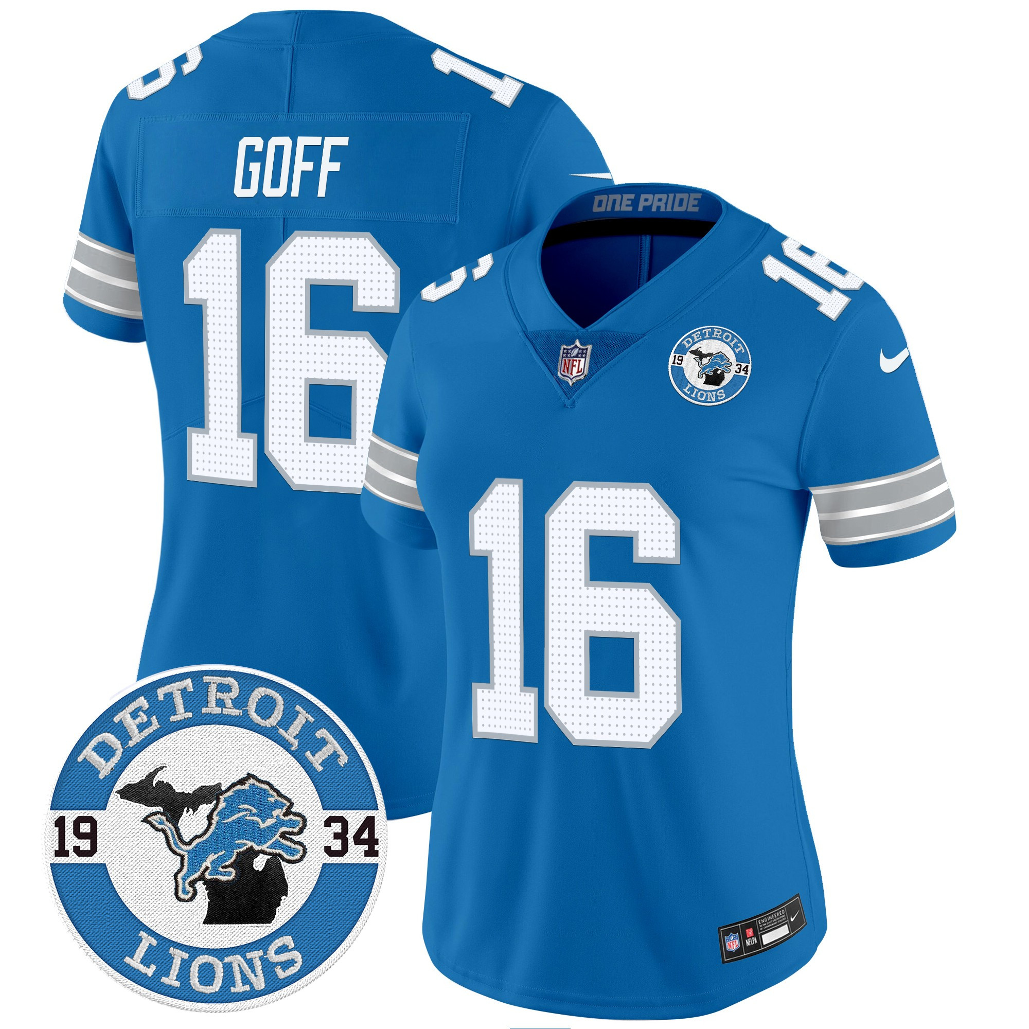 Jared Goff Women's Detroit Lions 2024 Vapor Limited Blue Jersey - All Stitched