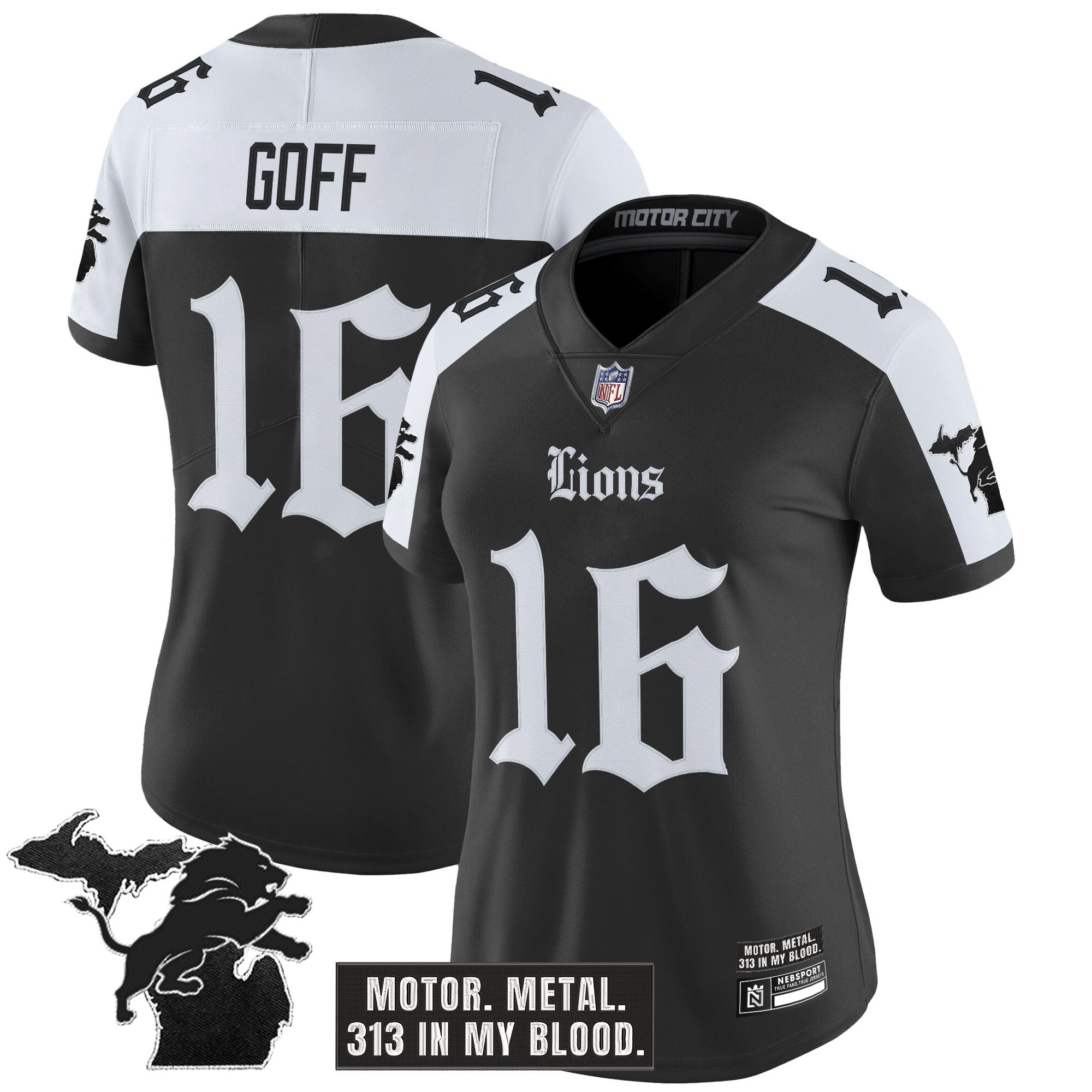 Jared Goff Women's Detroit Lions 'Gothic Motor Grit Edition' Vapor Limited Alternate Jersey - All Stitched