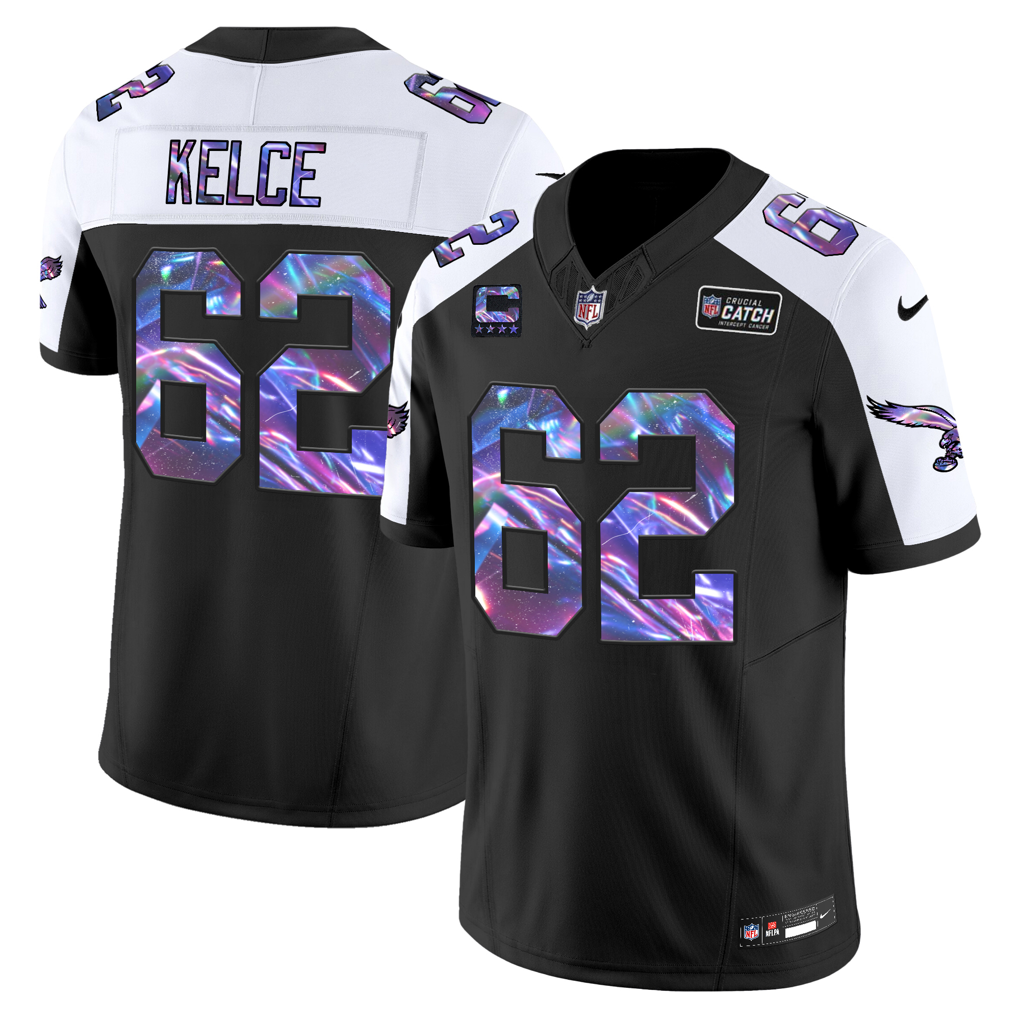 Jason Kelce Men's Philadelphia Eagles 2024 Crucial Catch Vapor Limited Black Alternate Jersey - All Stitched