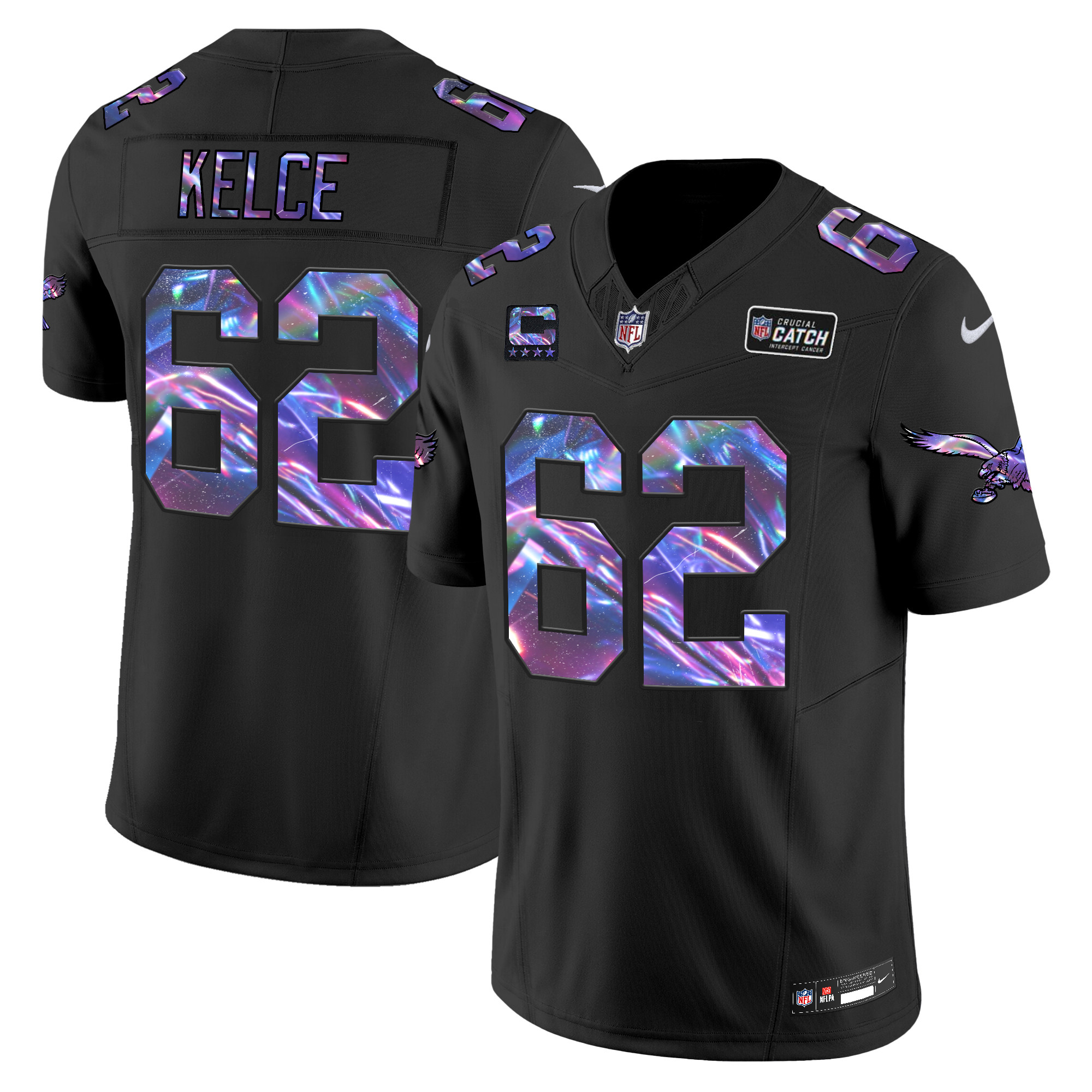 Jason Kelce Men's Philadelphia Eagles 2024 Crucial Catch Vapor Limited Black Jersey - All Stitched