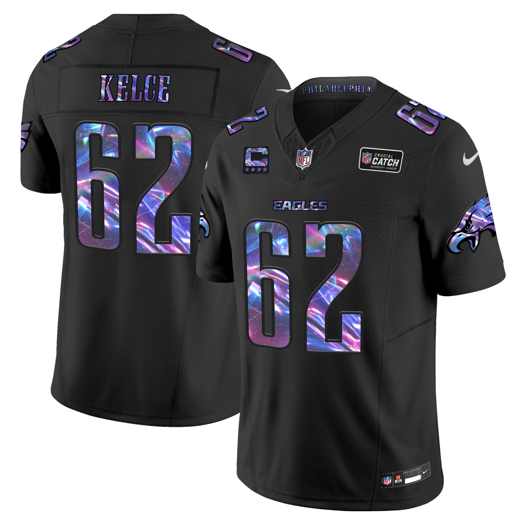 Jason Kelce Men's Philadelphia Eagles 2024 Crucial Catch Vapor Limited Black Jersey - All Stitched