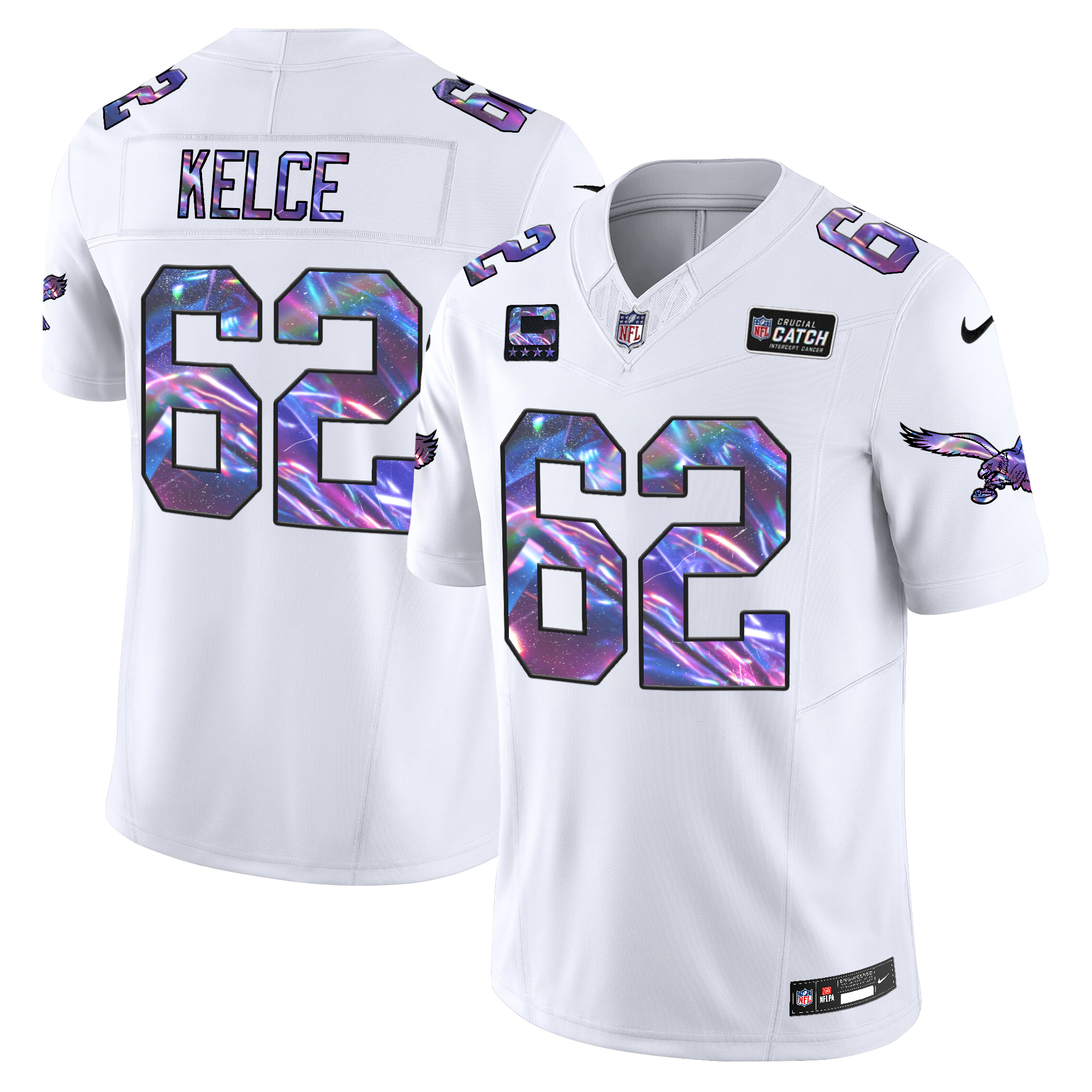 Jason Kelce Men's Philadelphia Eagles 2024 Crucial Catch Vapor Limited White Jersey - All Stitched