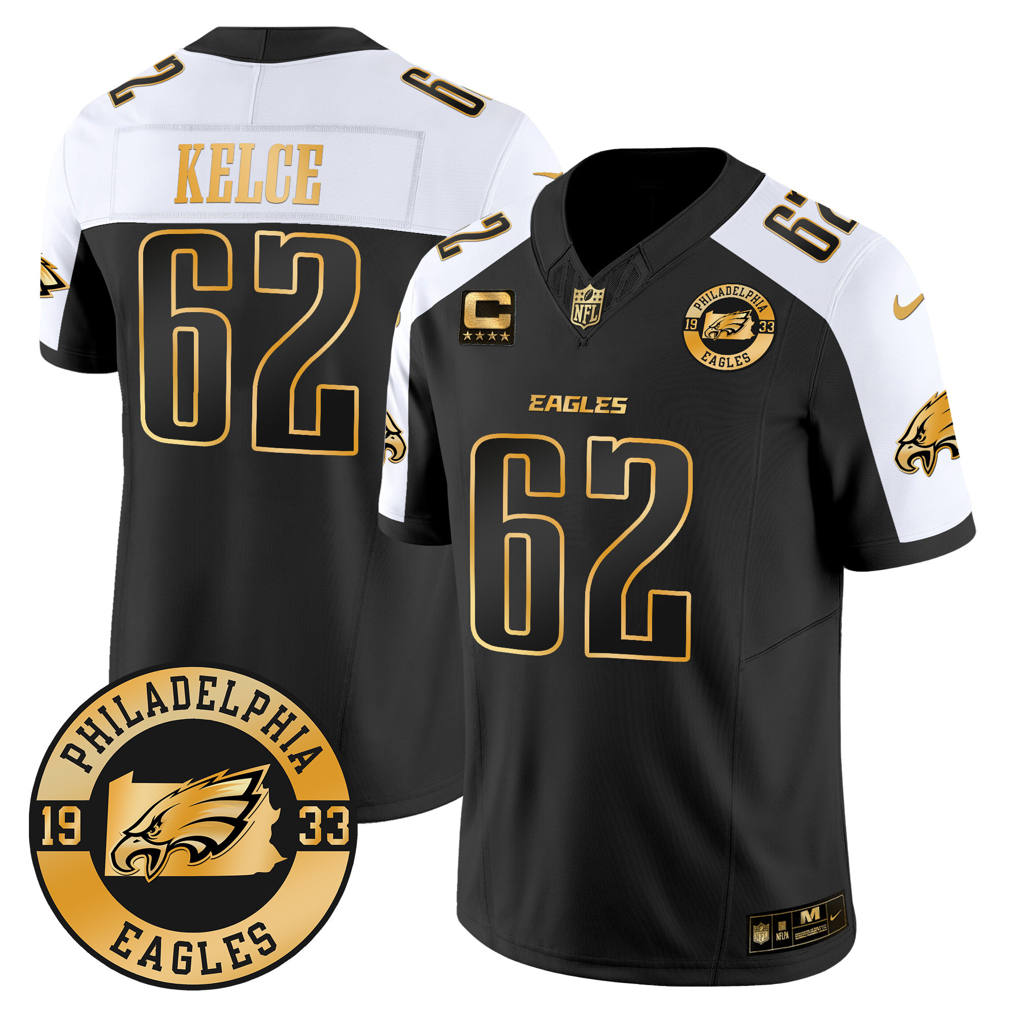 Jason Kelce Men's Philadelphia Eagles 2024 Gold Vapor Limited Alternate Jersey - All Stitched
