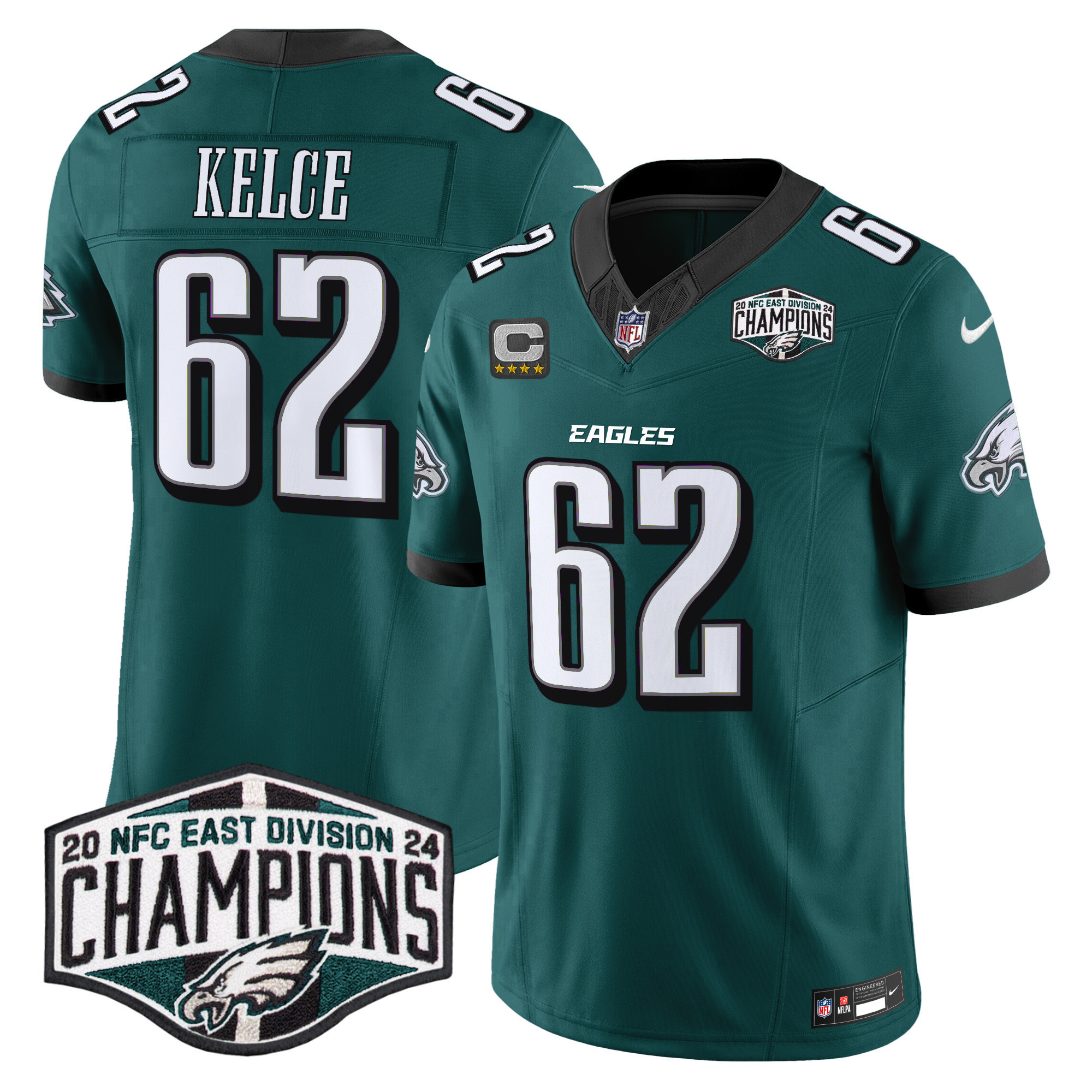 Jason Kelce Men's Philadelphia Eagles 2024 NFC East Division Champions Vapor Limited Midnight Green Jersey - All Stitched