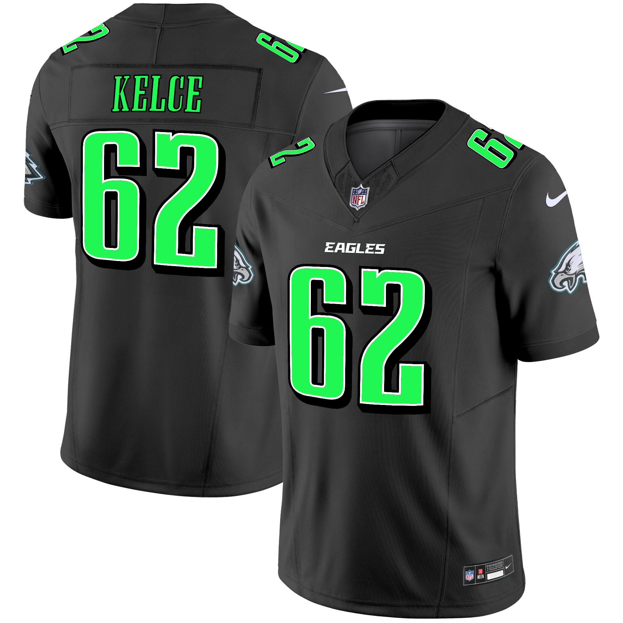 Jason Kelce Men's Philadelphia Eagles 2024 Practice Vapor Limited Black Jersey - All Stitched