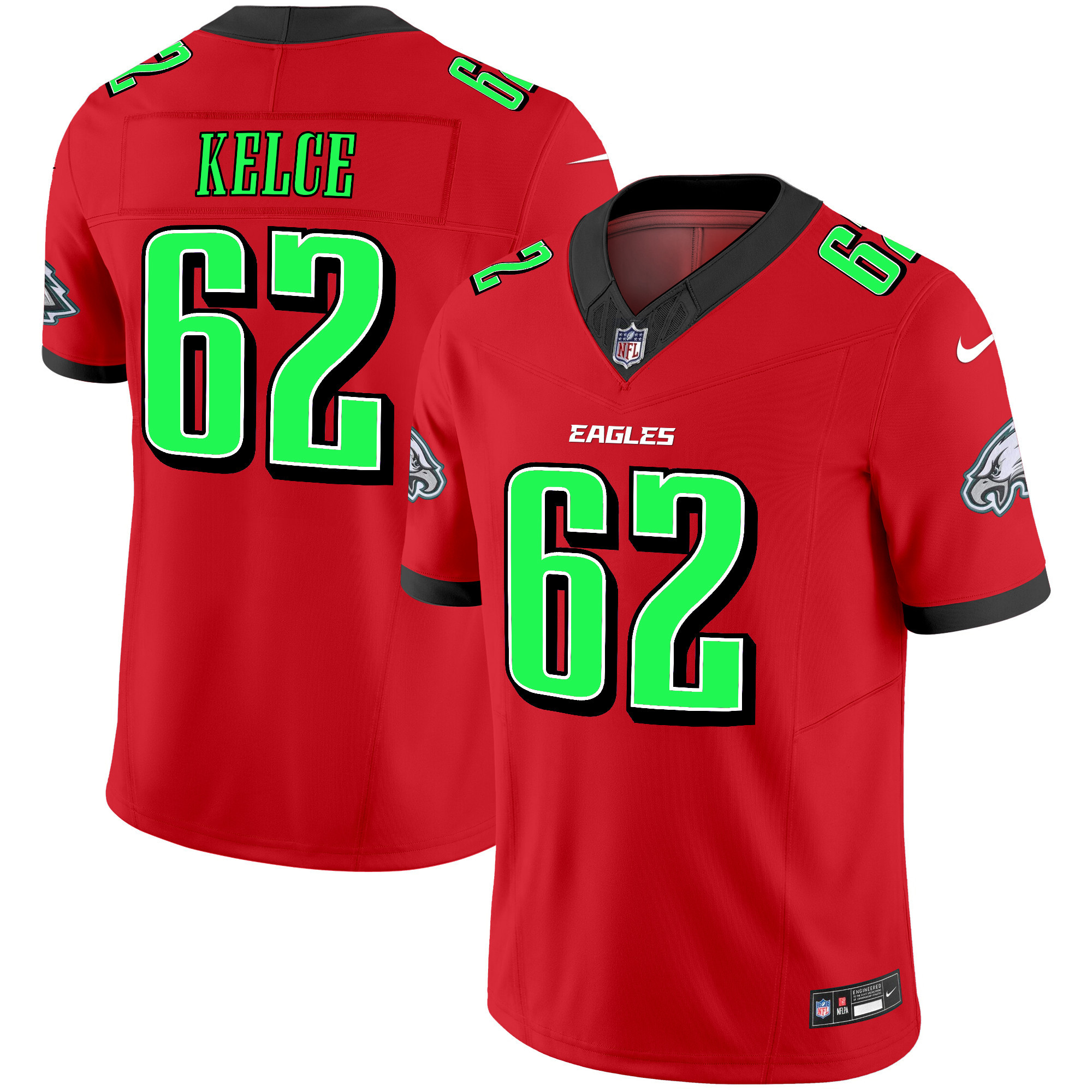 Jason Kelce Men's Philadelphia Eagles 2024 Practice Vapor Limited Red Jersey - All Stitched