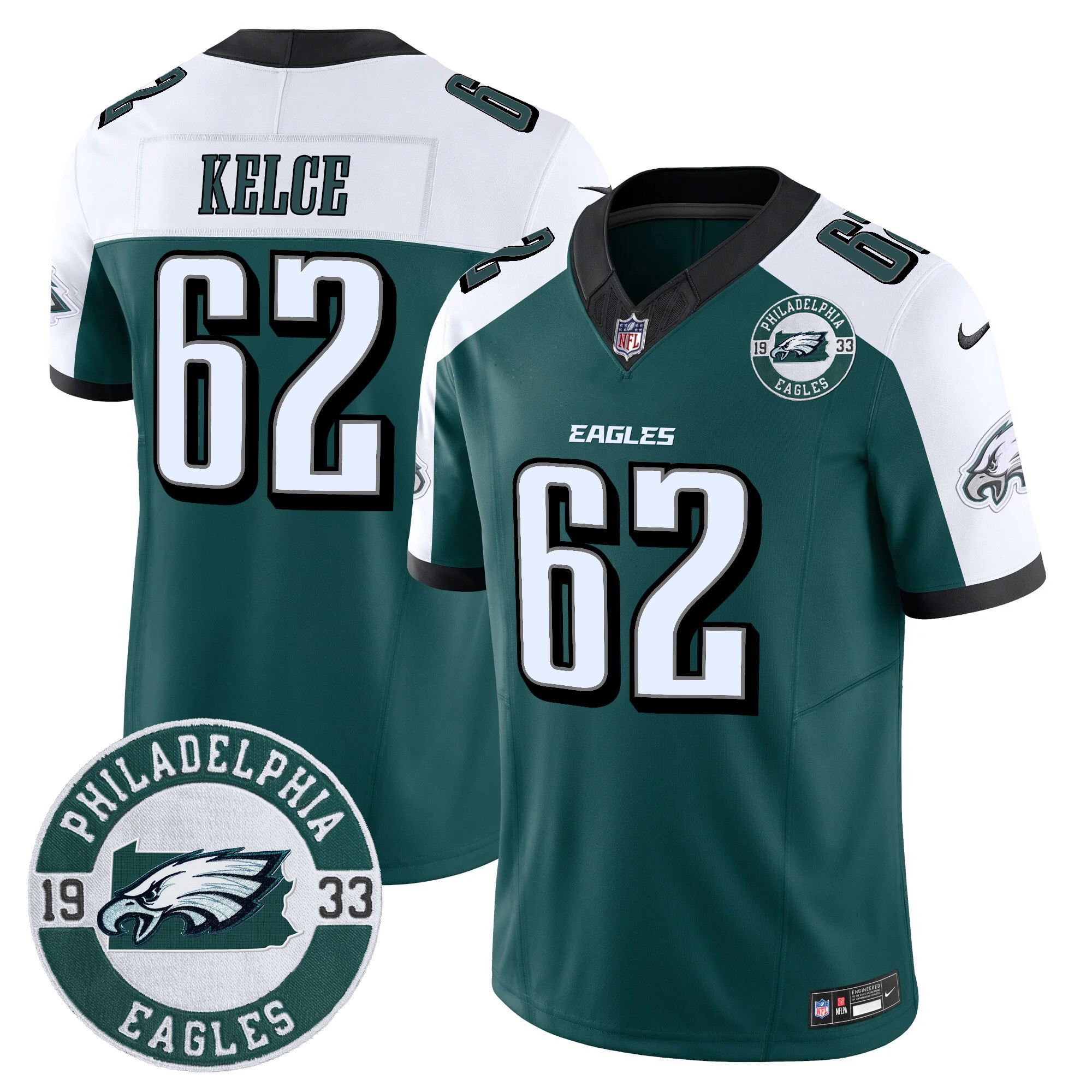 Jason Kelce Men's Philadelphia Eagles 2024 Vapor Limited Alternate Jersey - All Stitched