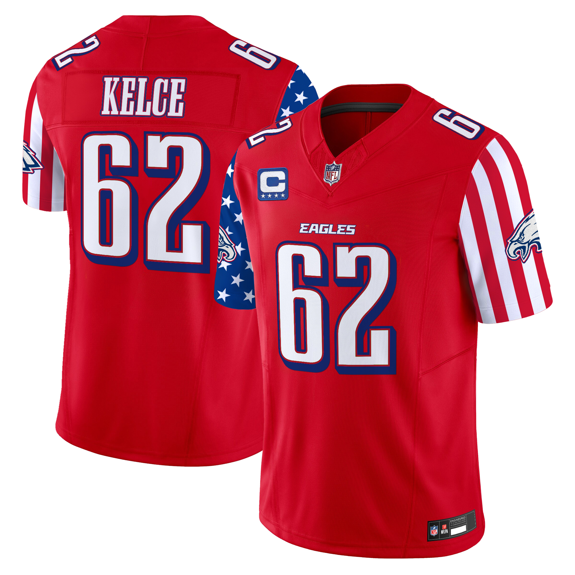 Jason Kelce Men's Philadelphia Eagles 2025 Independence Day Vapor Limited Red Jersey - All Stitched