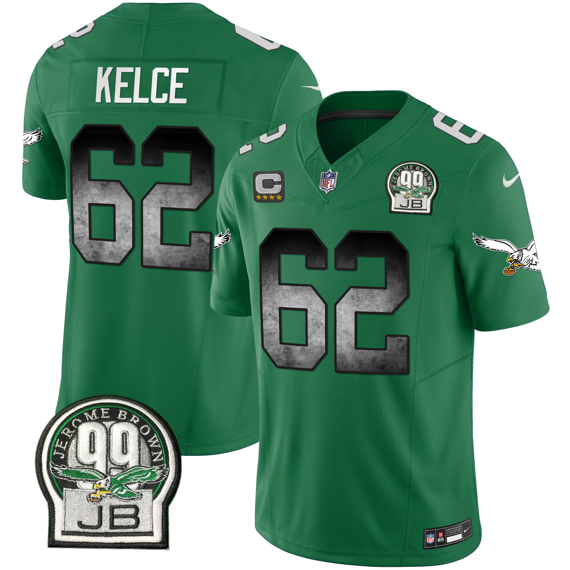Jason Kelce Men's Philadelphia Eagles Arch Smoke Kelly Green Vapor Kelly Green Jersey - All Stitched