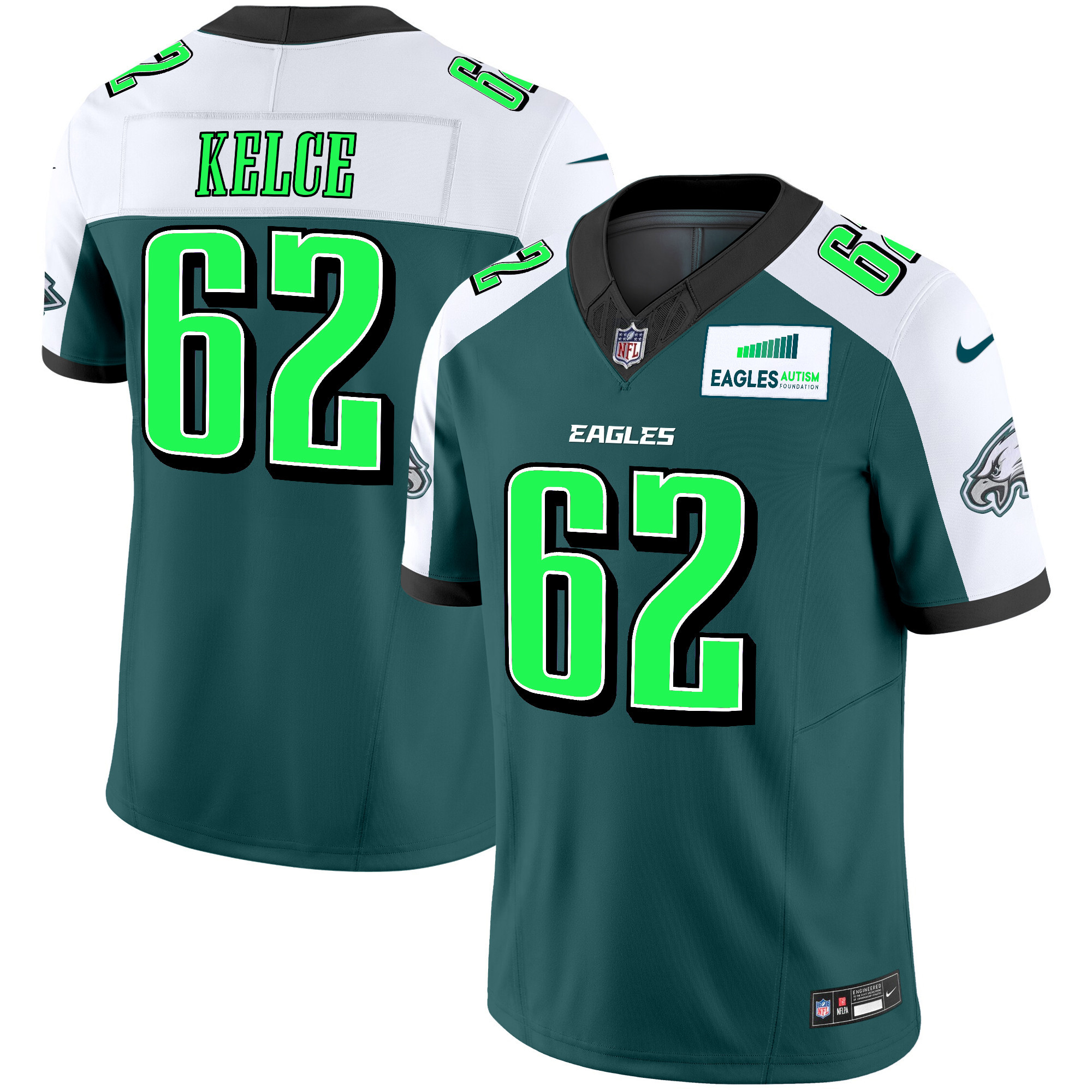 Jason Kelce Men's Philadelphia Eagles Autism Foundation Patch Vapor Limited Alternate Jersey - All Stitched