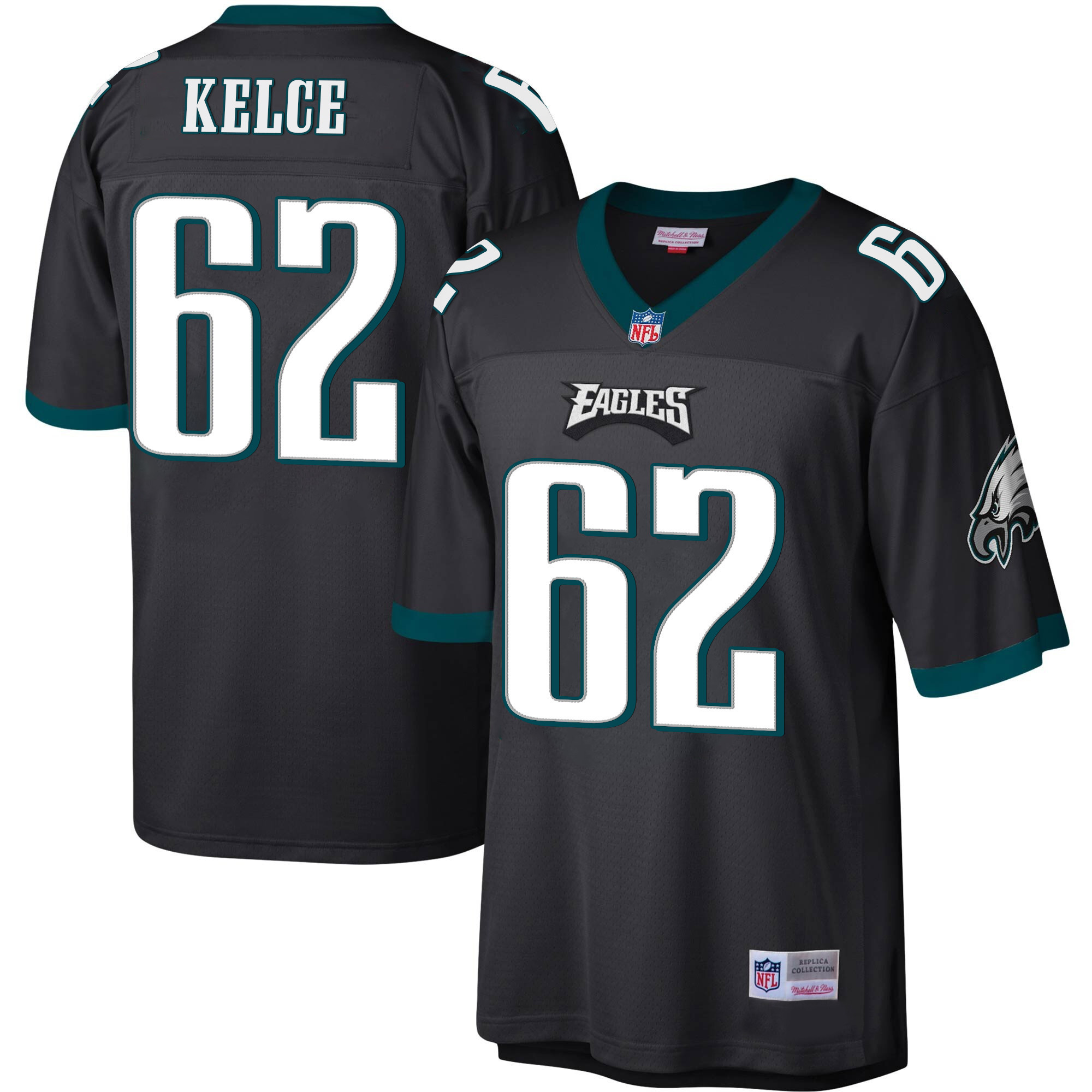 Jason Kelce Men's Philadelphia Eagles Big & Tall Legacy Black Jersey - All Stitched